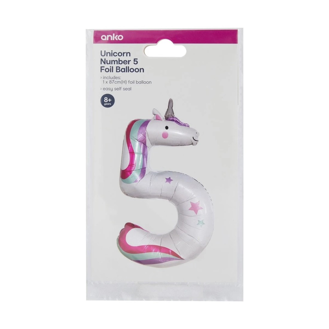 4 Unicorn Number 5 Foil Balloon, 4 of 4