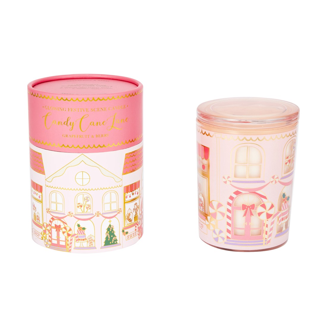 1 Christmas Candy Cane Lane Glowing Scene Candle, 1 of 6