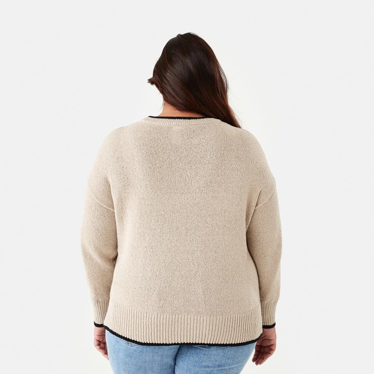 3 Curve Contrast Tipping Jumper Bone Beige, 3 of 6
