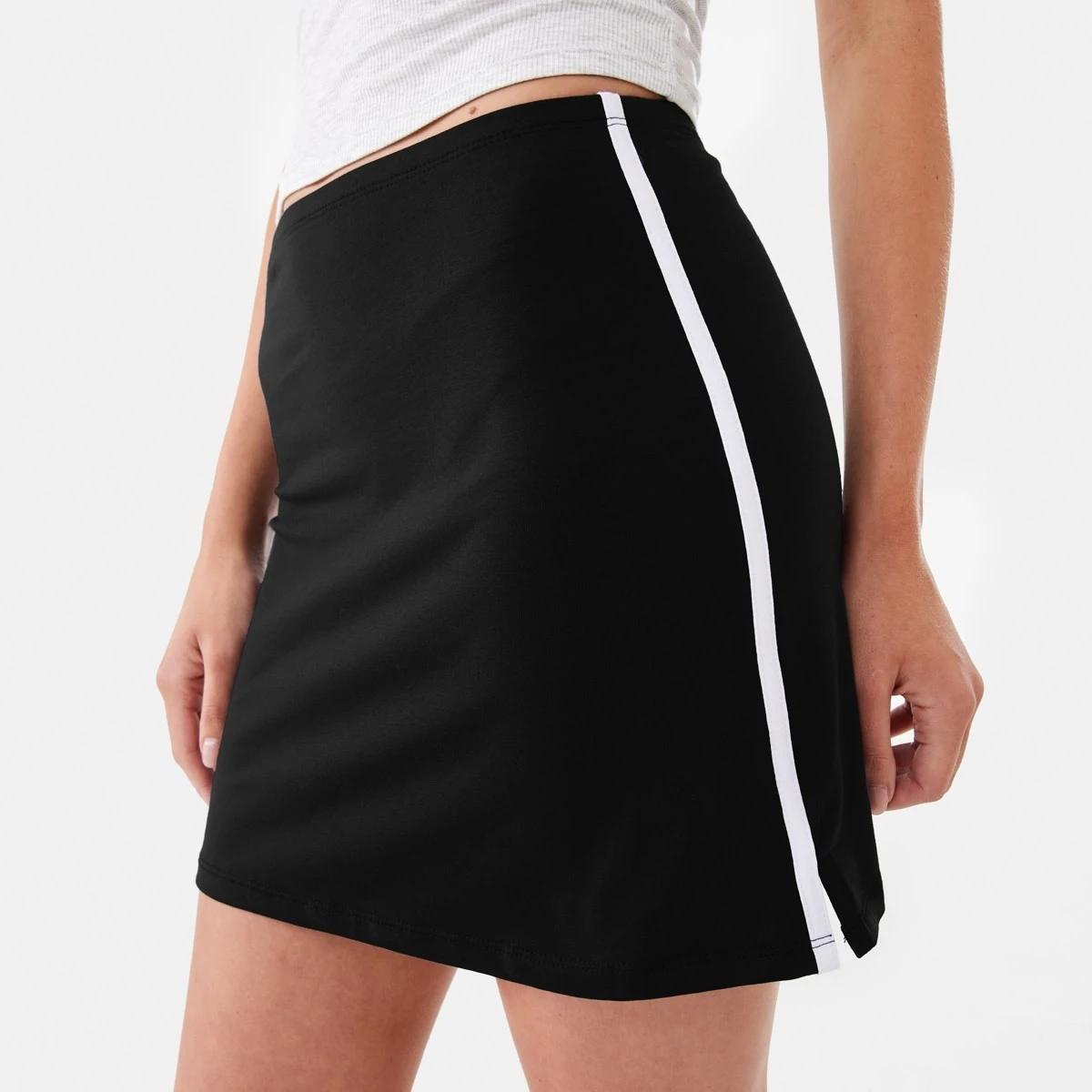 1 Side Stripe Mini Skirt Black, 1 of 5