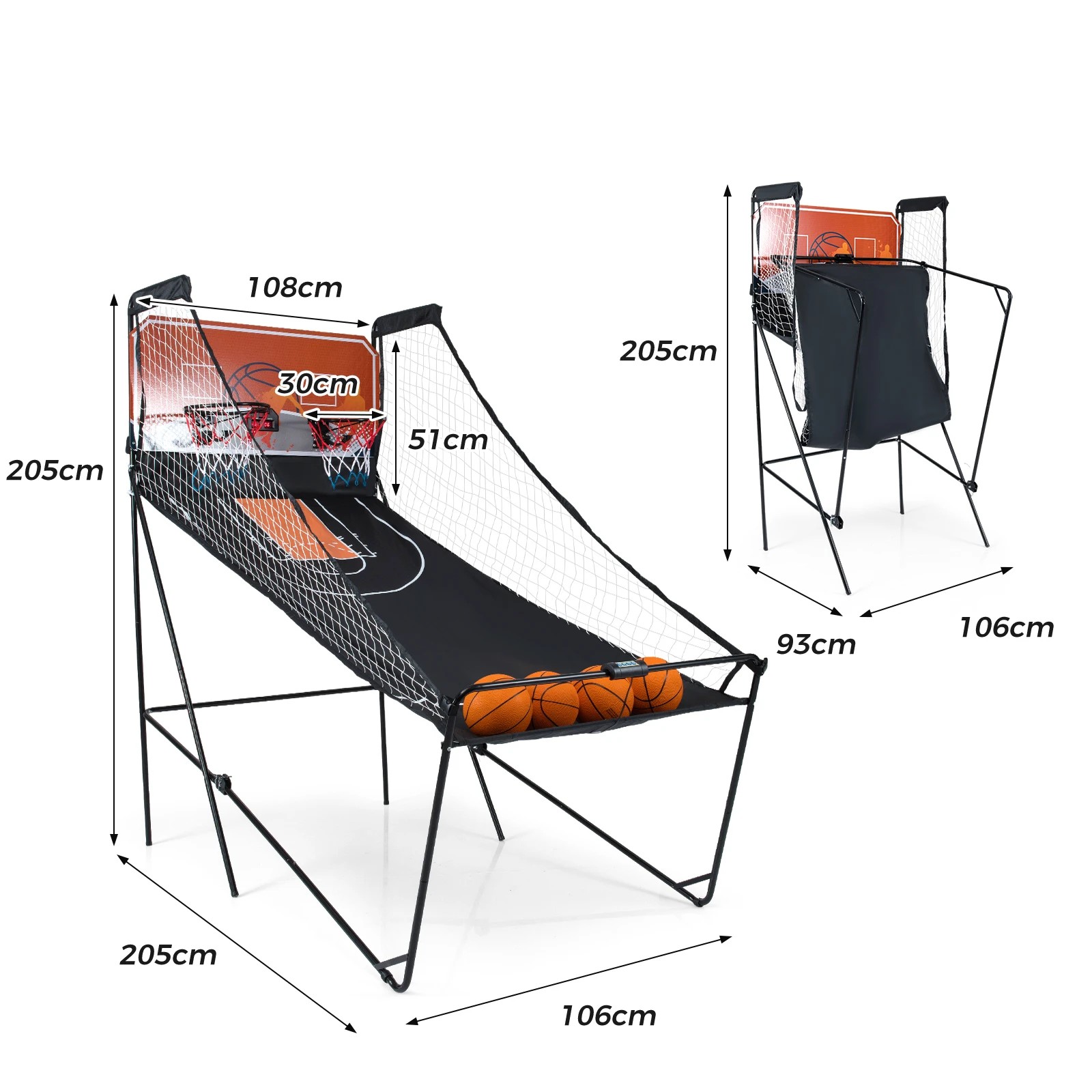 2 Costway Foldable Basketball Arcade Game Kids Basketball Hoop Machine w/8 Playing Modes, 2 of 2