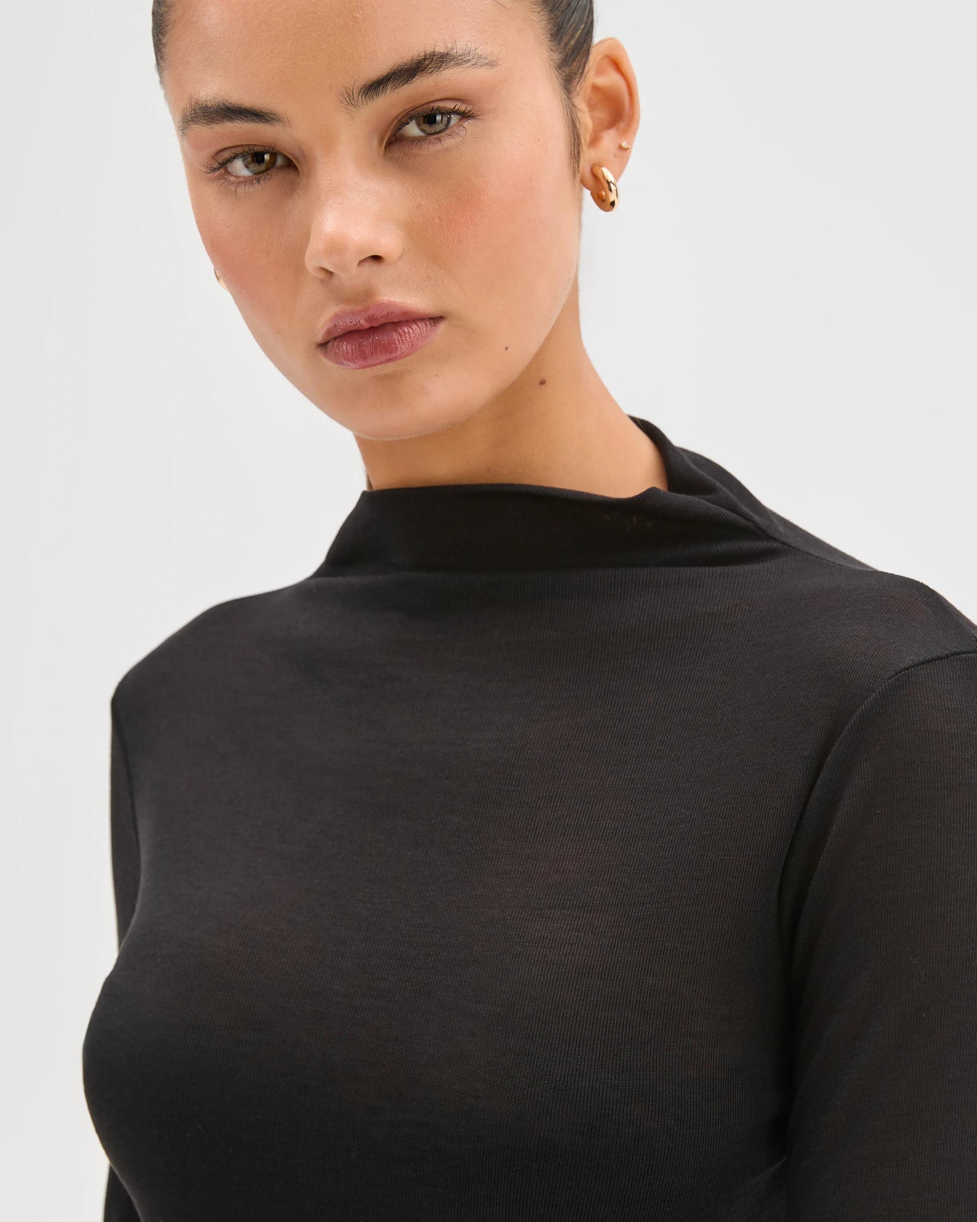 7 Lily Loves Mock Neck Long Sleeve Top BLACK, 7 of 7