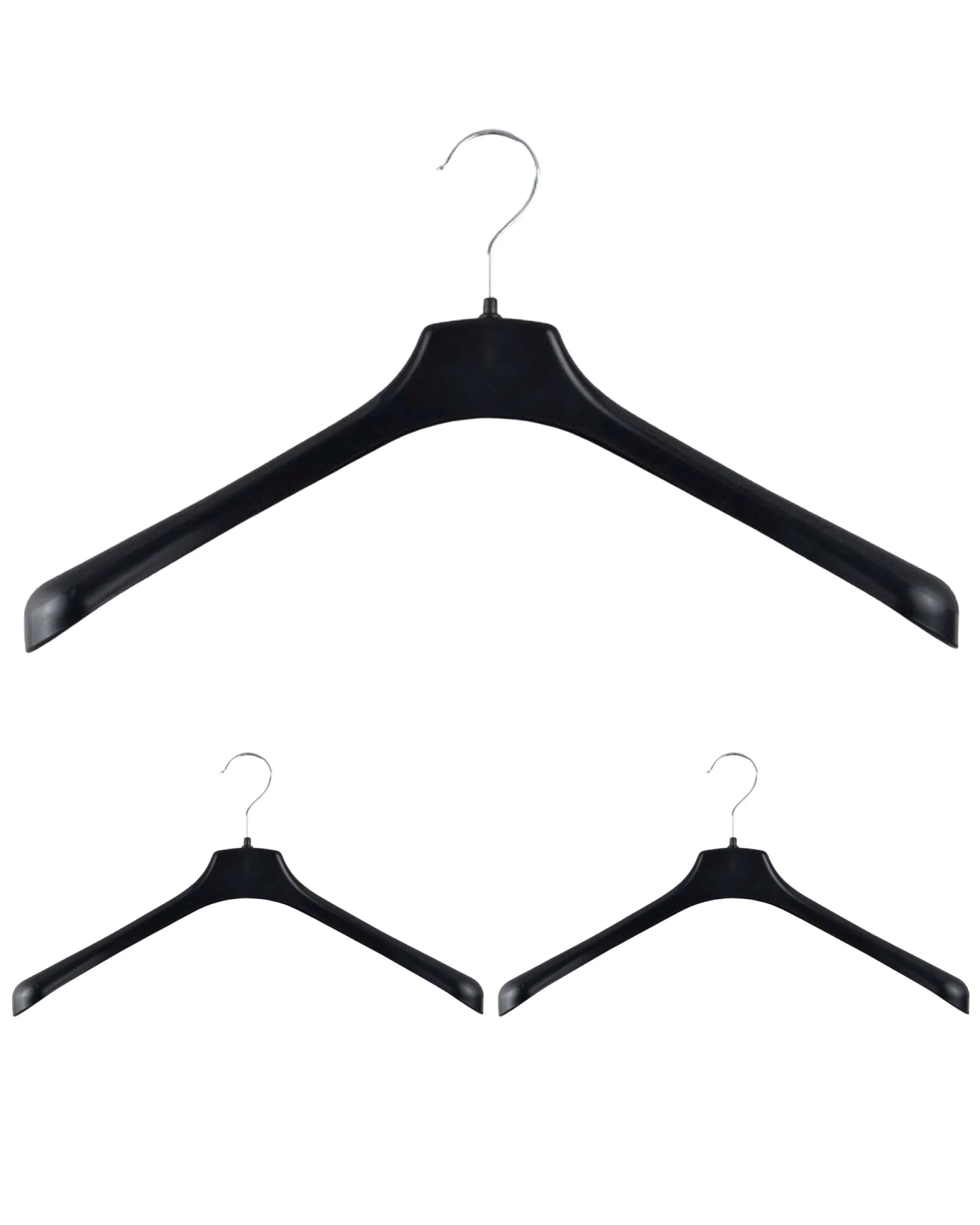 1 Aussie Hangers 3x Jacket Hanger Heavy Duty 460mm Commercial Pants Clothing - Black, 1 of 1