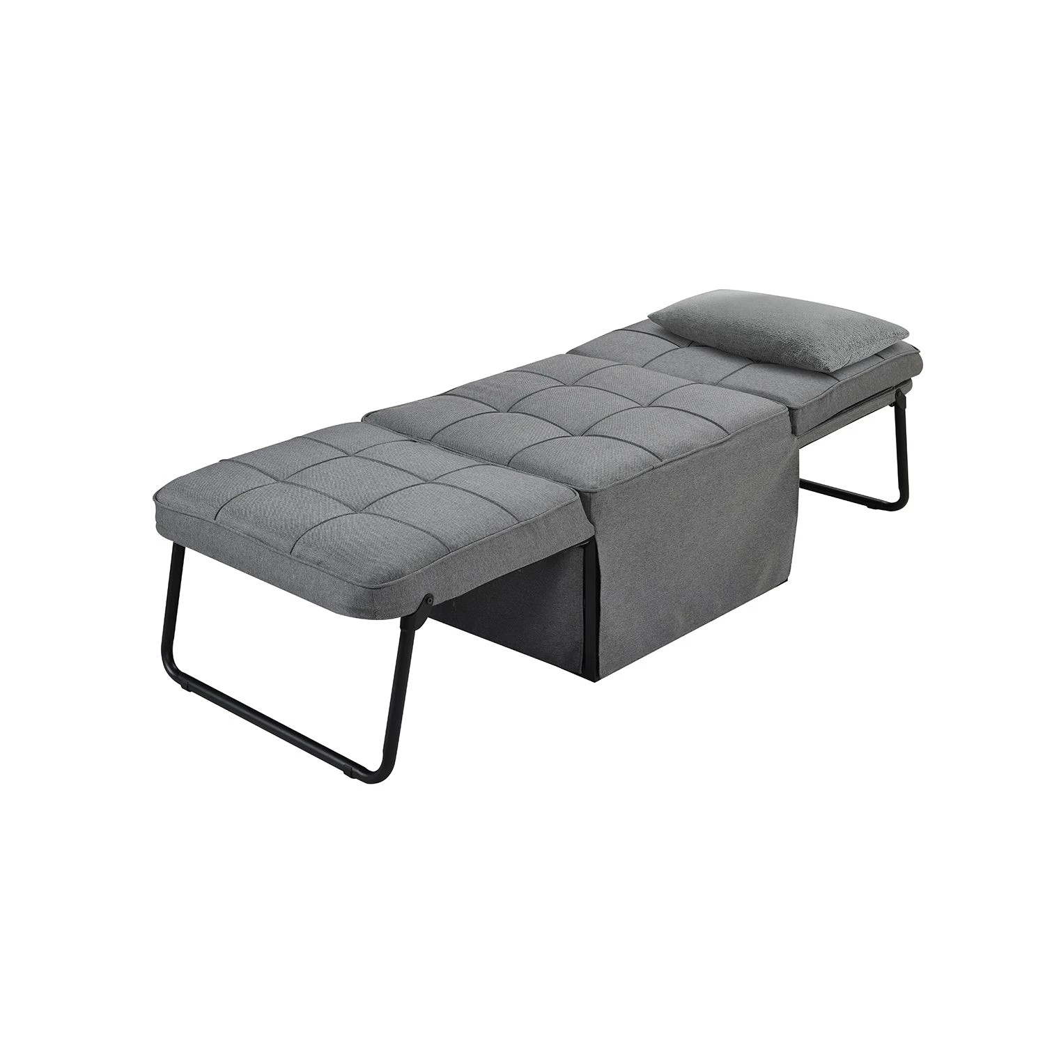 5 Foret 1-seater Sofa Bed Lounge Ottoman Adjustable Couch Recliner Light Grey, 5 of 8