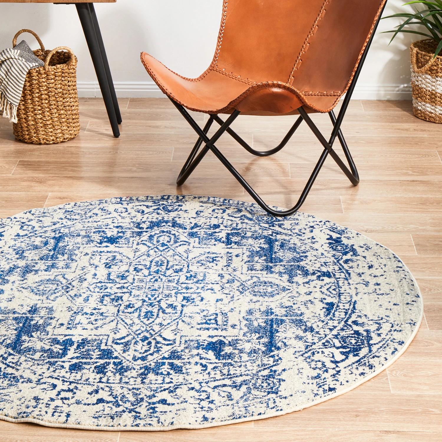 2 Common Ground Rugs Encore 253 150x150cm Round - Small Pet Friendly Rug - Blue, 2 of 7