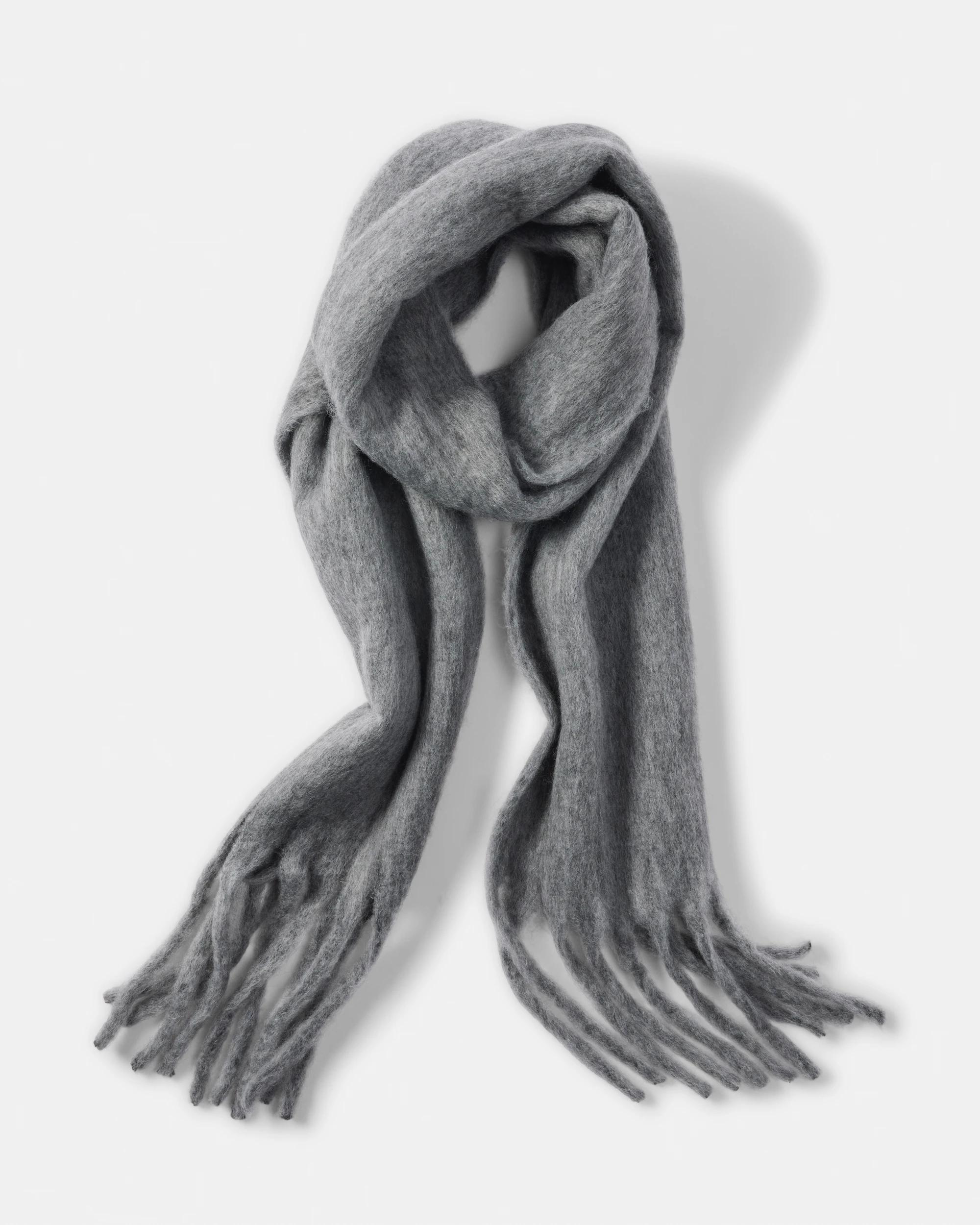 1 Plain Fluffy Scarf Grey Marle, 1 of 3