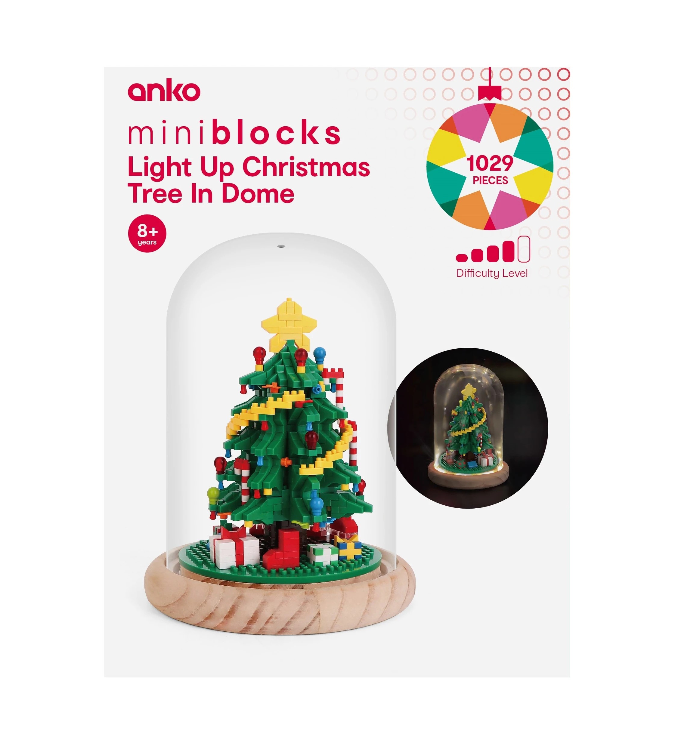 1 1029 Piece Mini Blocks: Light Up Christmas Tree In Dome, 1 of 4