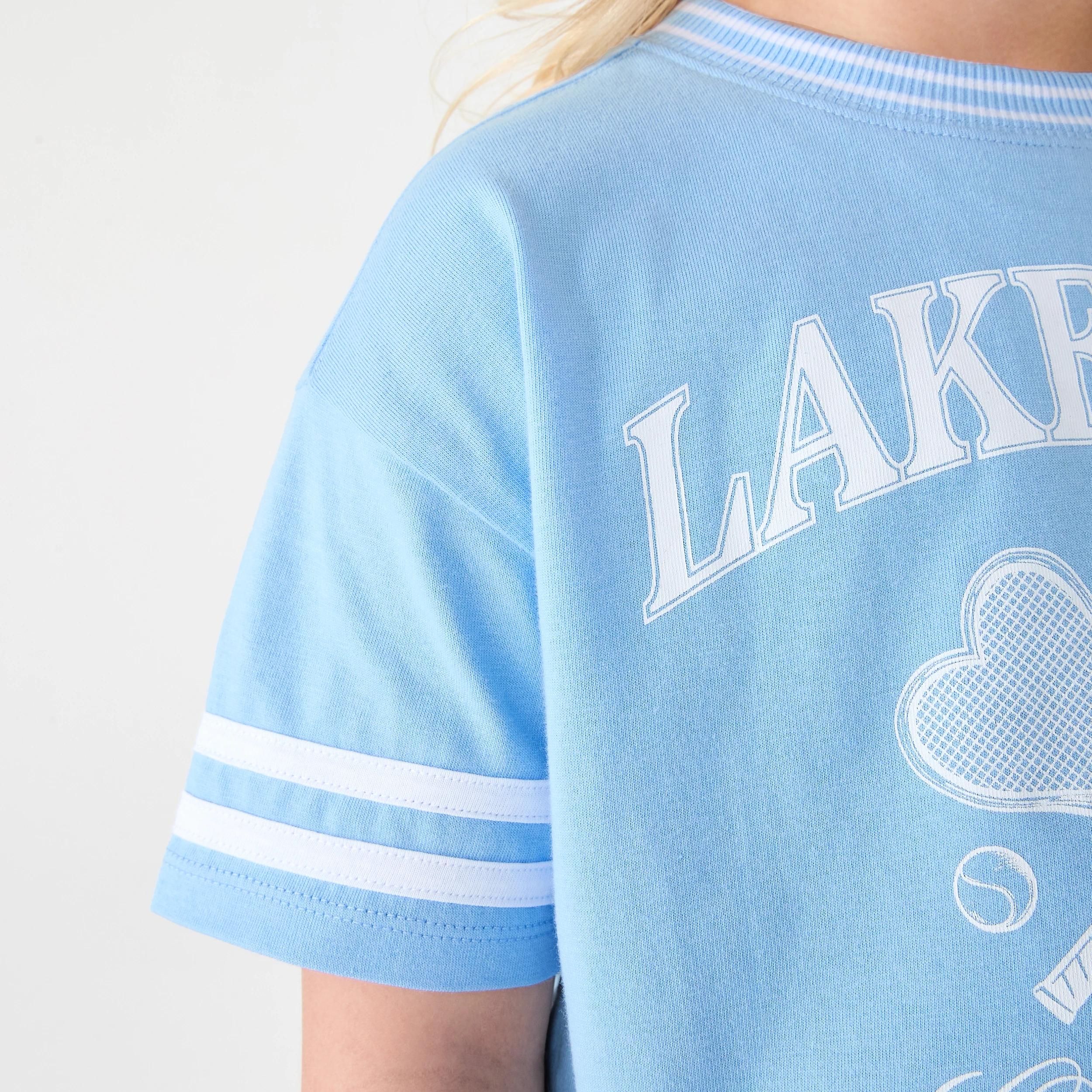 6 Short Sleeve Oversized Sporty T-shirt Blu Lake, 6 of 8