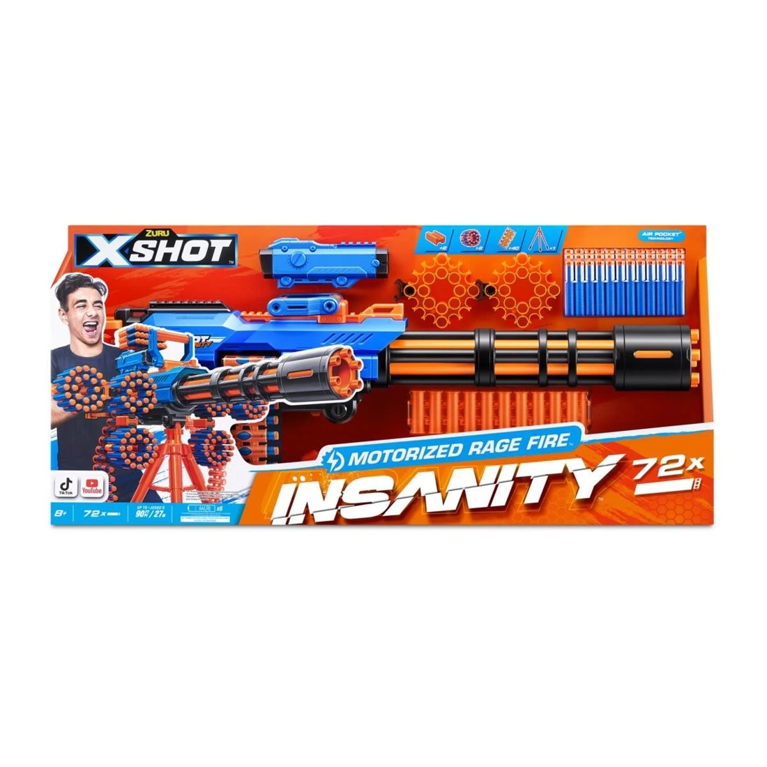 1 Zuru X-Shot Insanity Motorized Rage Fire Blaster 72 Darts, 1 of 9