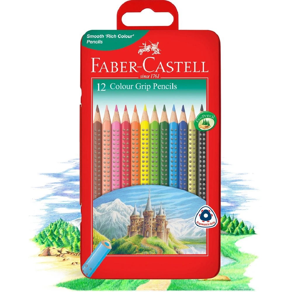 5 Faber-Castell Colour Grip Triangular Pencils Tin 12 Pack, 5 of 5