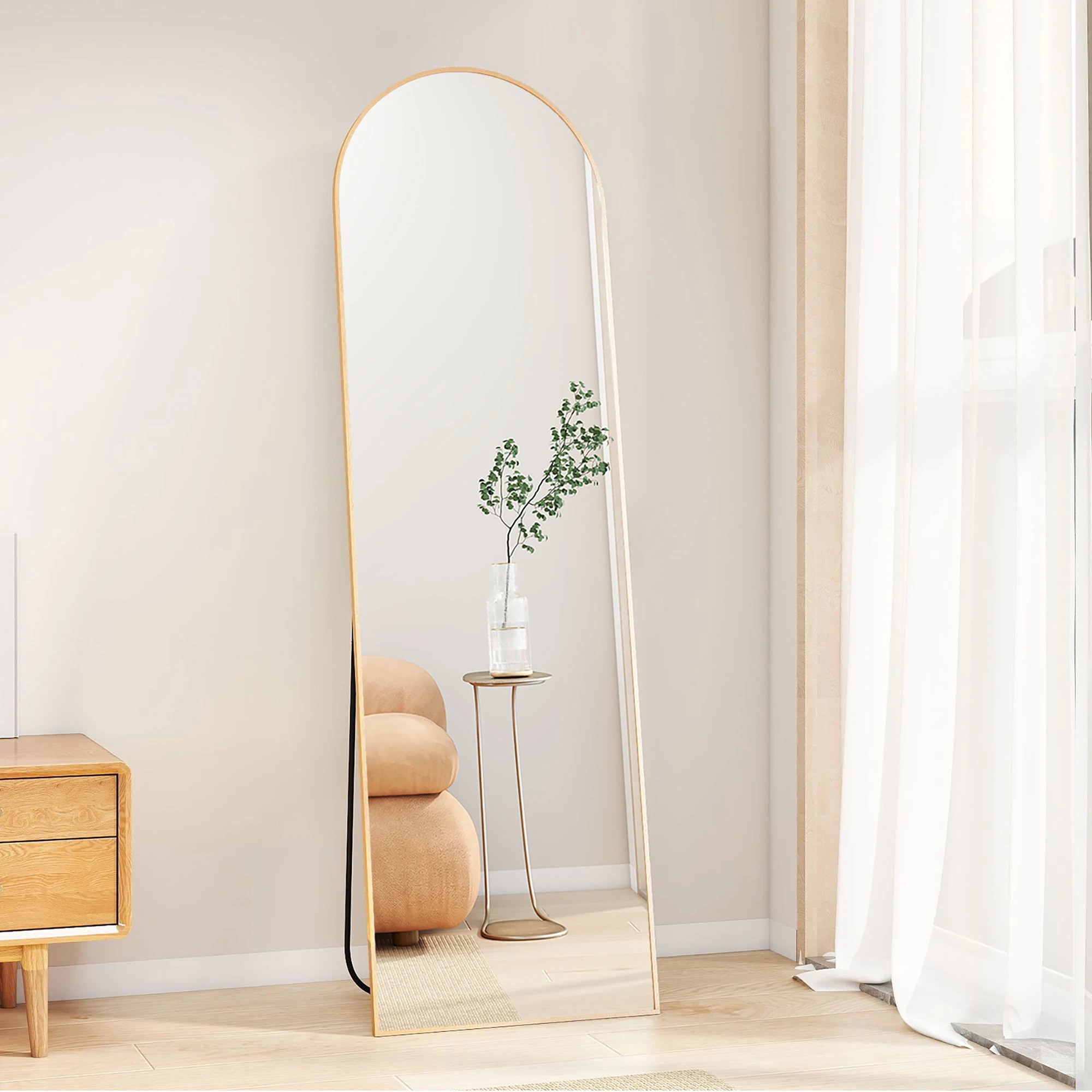 7 Yezi 165cm Full Length Floor Mirror Arched Golden Frame, 7 of 9