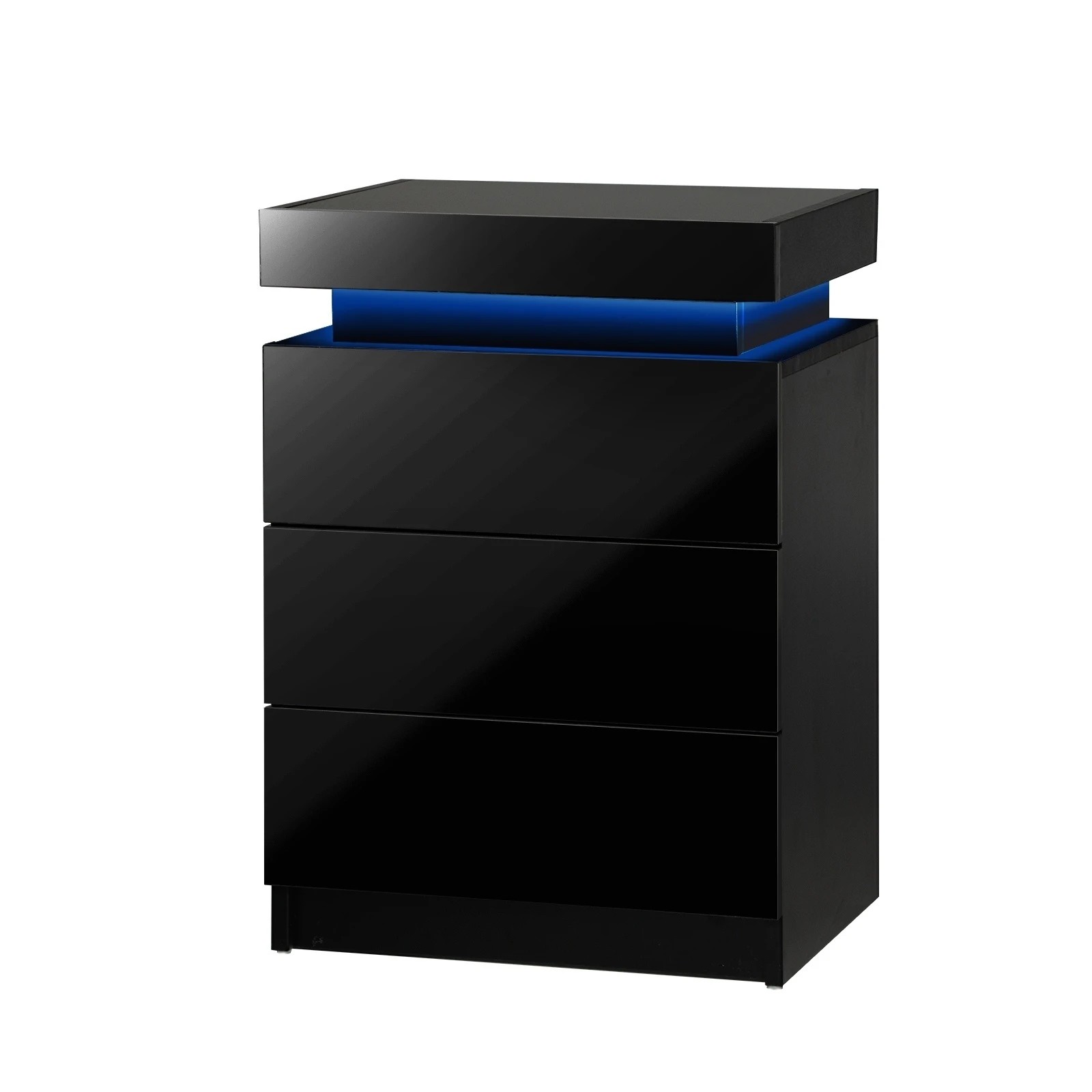 1 Oikiture Bedside Table Rgb Led 3 Drawers Nightstand Cabinet
 - Black, 1 of 9