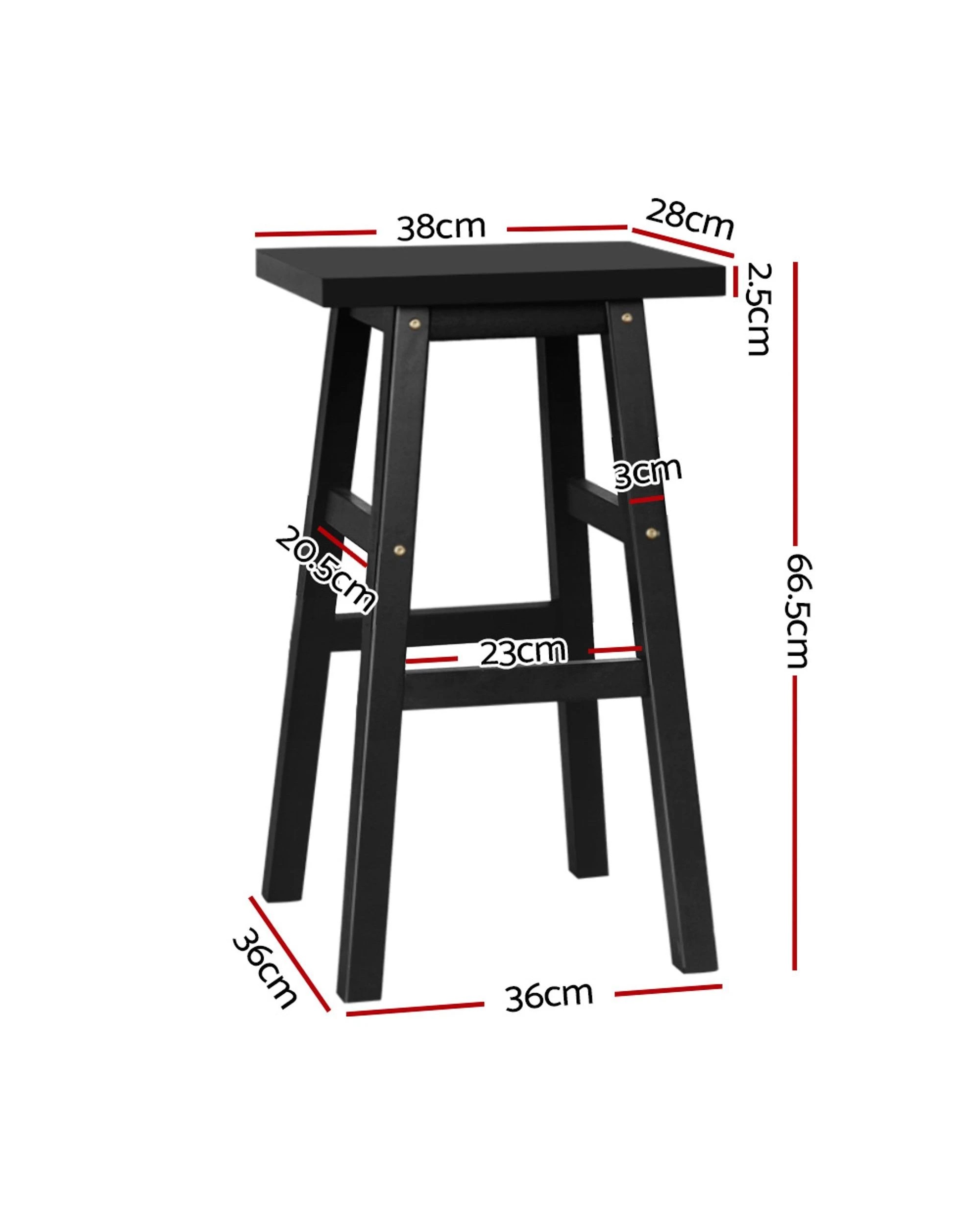 2 Artiss 2x Bar Stools Kitchen Chairs Wooden - Black, 2 of 8