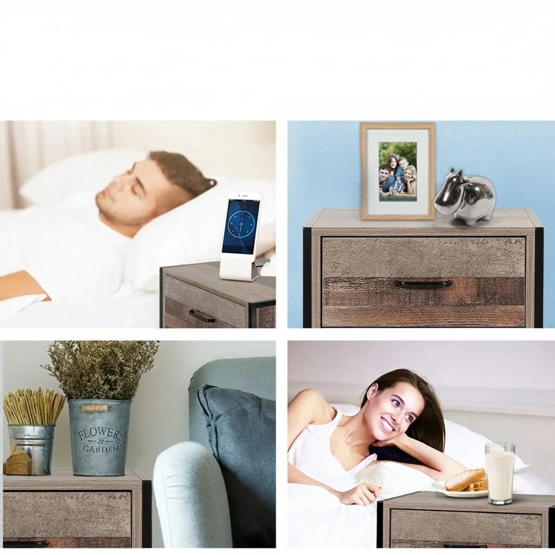 5 Artiss Bedside Table 2 Drawers - BARNLY - Natural, 5 of 6