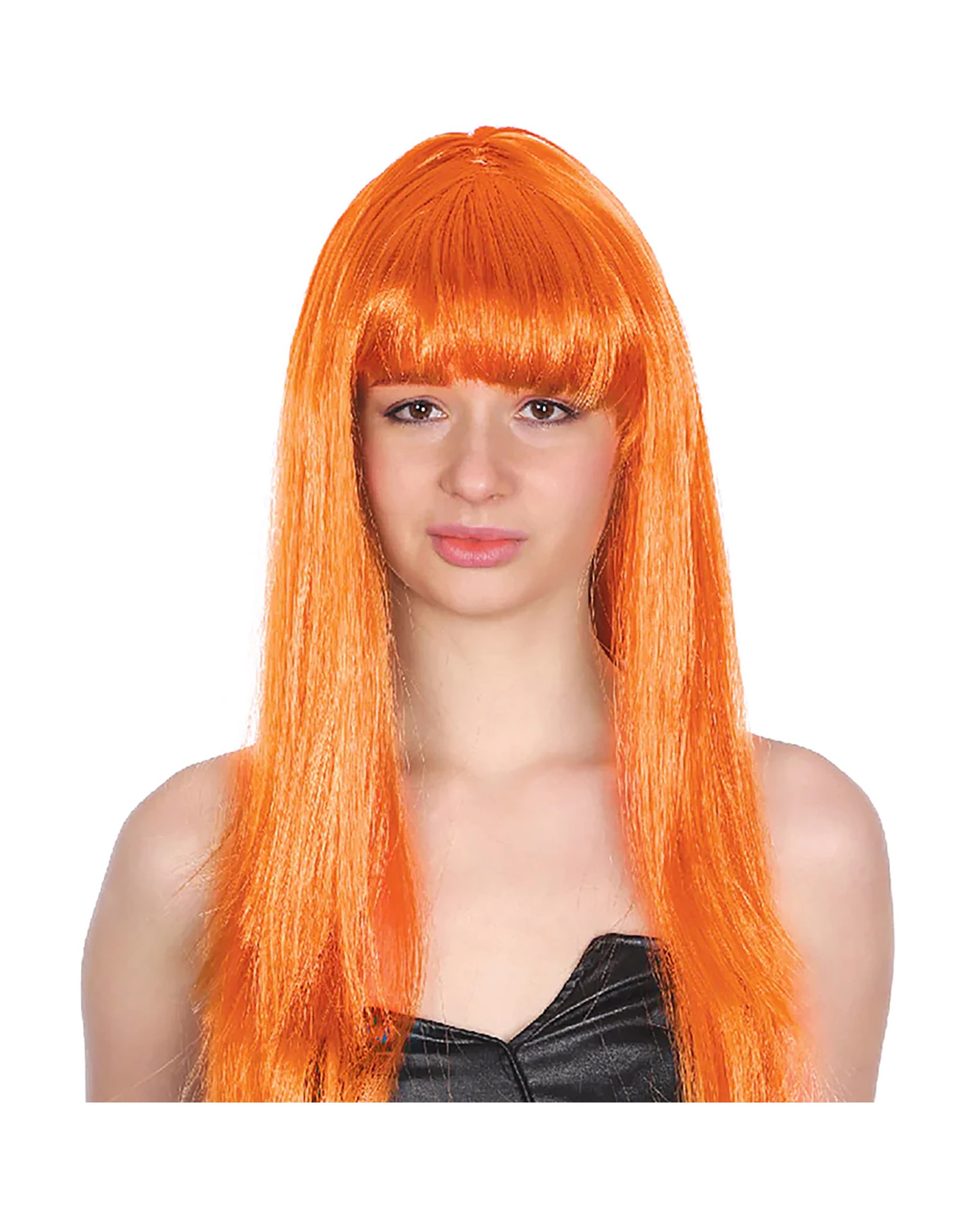 1 Partyrama Long Glamour Wig With Fringe - ONE SIZE - Orange, 1 of 1