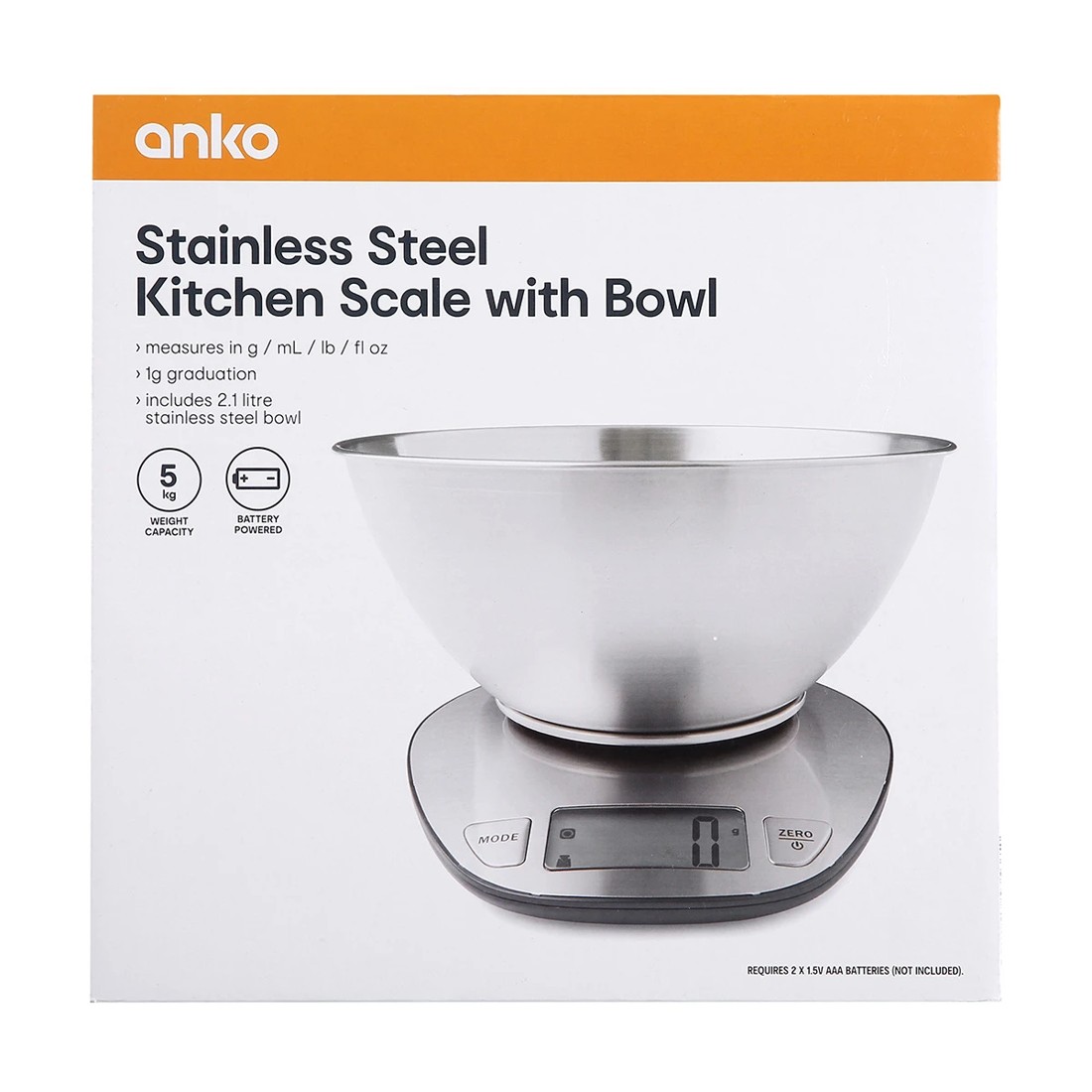 6 Stainless Steel Kitchen Scale with Bowl, 6 of 6