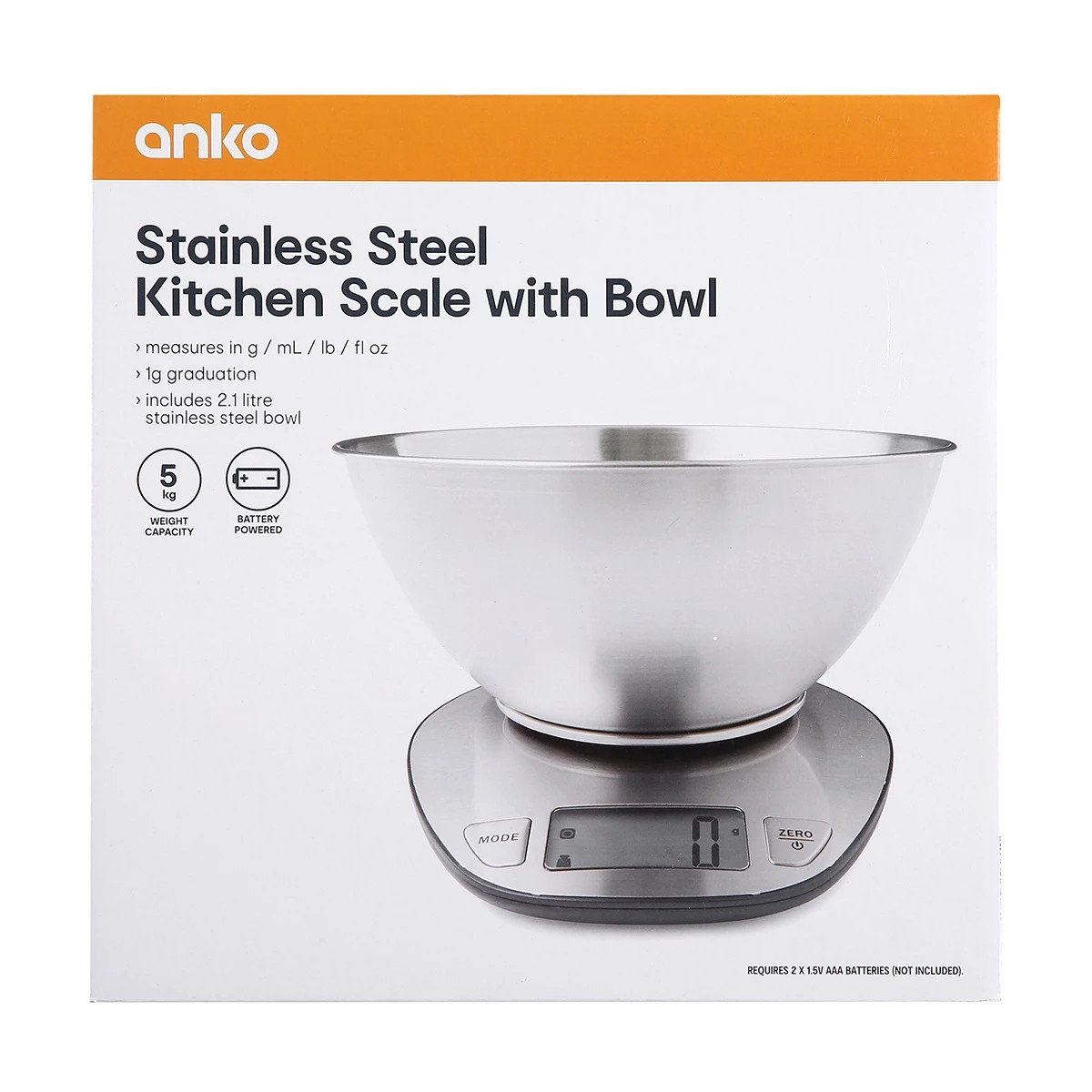 6 Stainless Steel Kitchen Scale with Bowl, 6 of 6