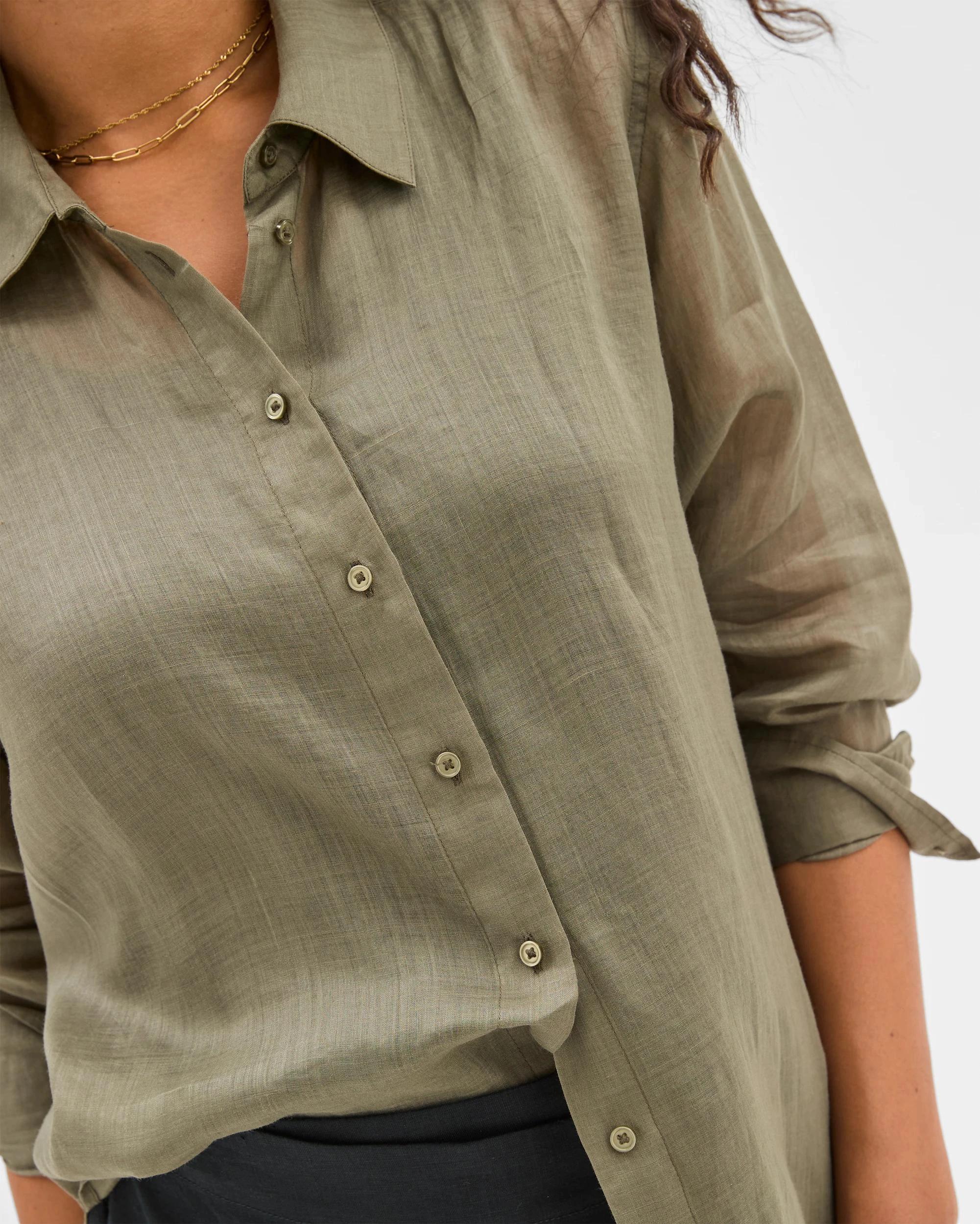 7 Target Woman Long Sleeve Ramie Shirt DUSTY OLIVE, 7 of 7