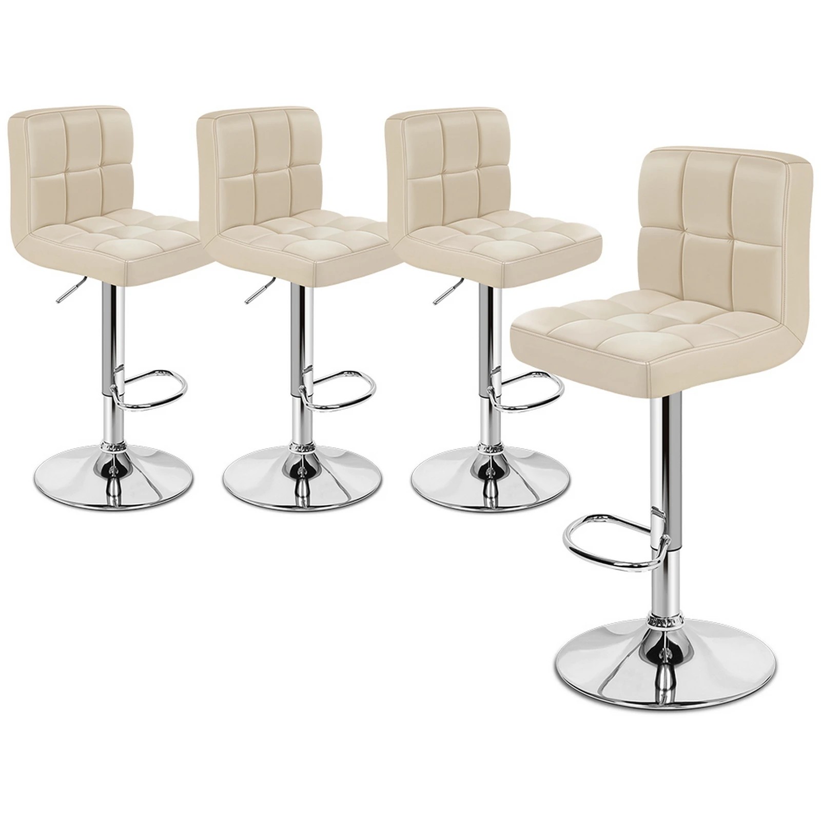 1 Alfordson 4x Bar Stools Ralph Kitchen Swivel Chair Leather Gas Lift - Beige, 1 of 8