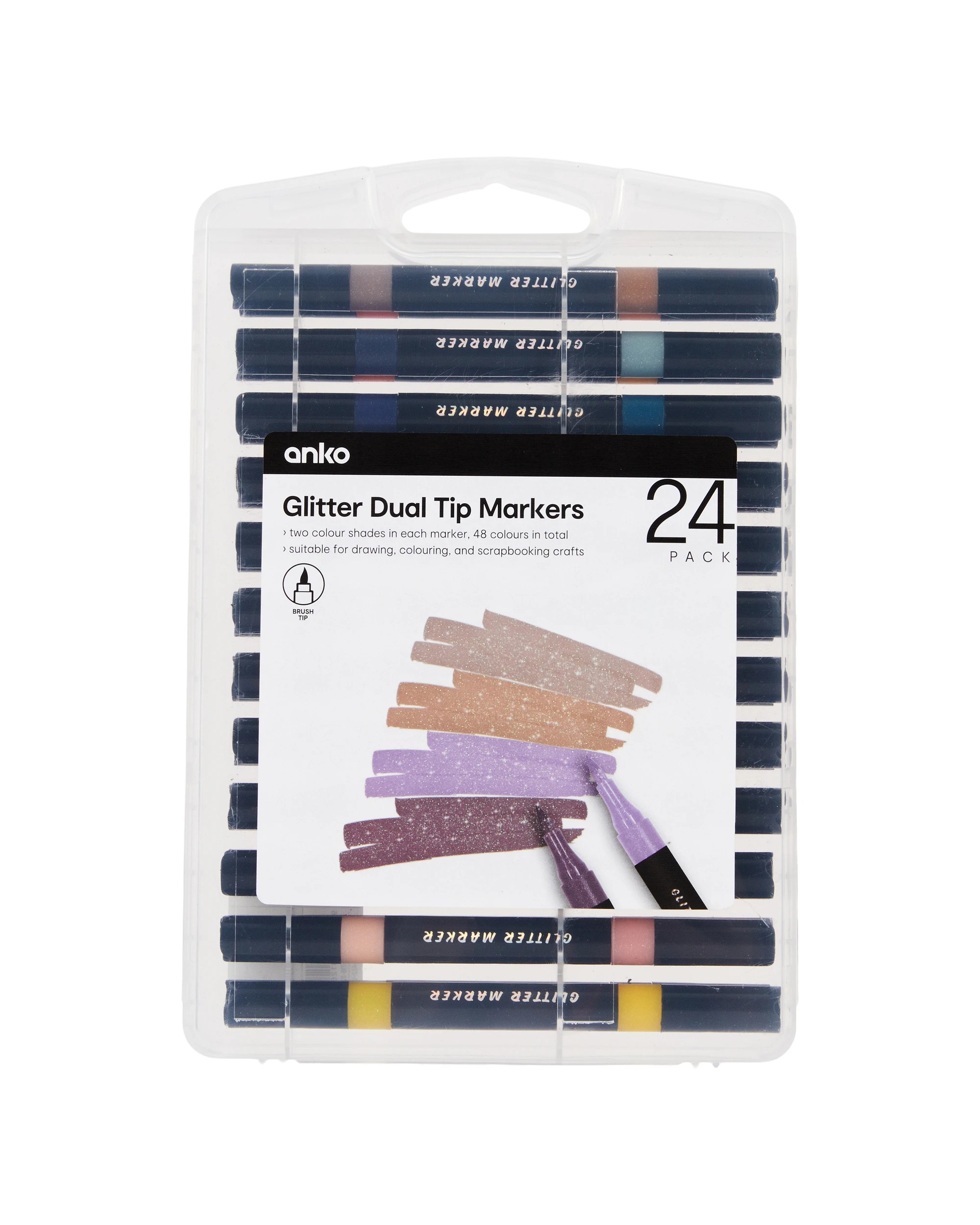 1 24 Pack Glitter Dual Tip Markers, 1 of 8