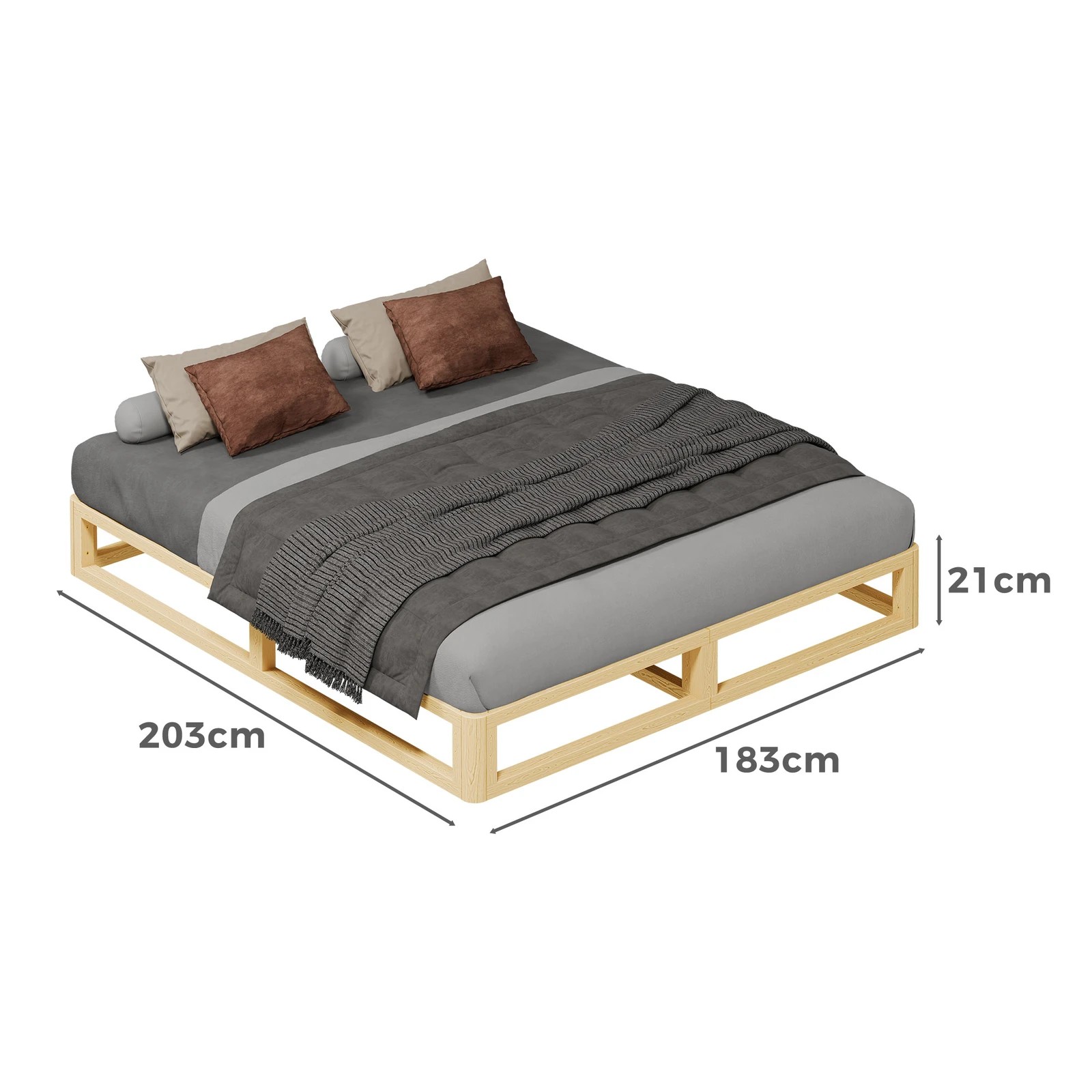 9 Alfordson Bed Frame Wooden Timber King Size Mattress Base Platform Jacob - Natural, 9 of 10