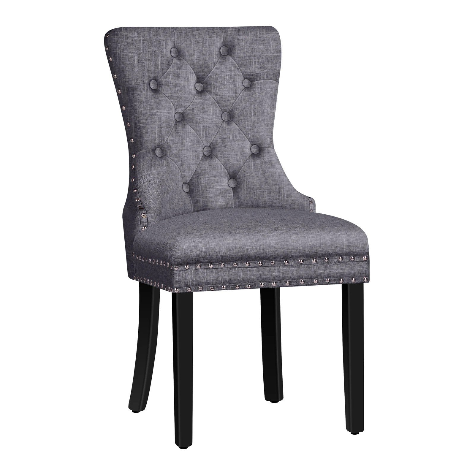 4 Alfordson 2x Dining Chairs Kitchen Lounge Padded Diamond Tufted Fabric - Grey, 4 of 4
