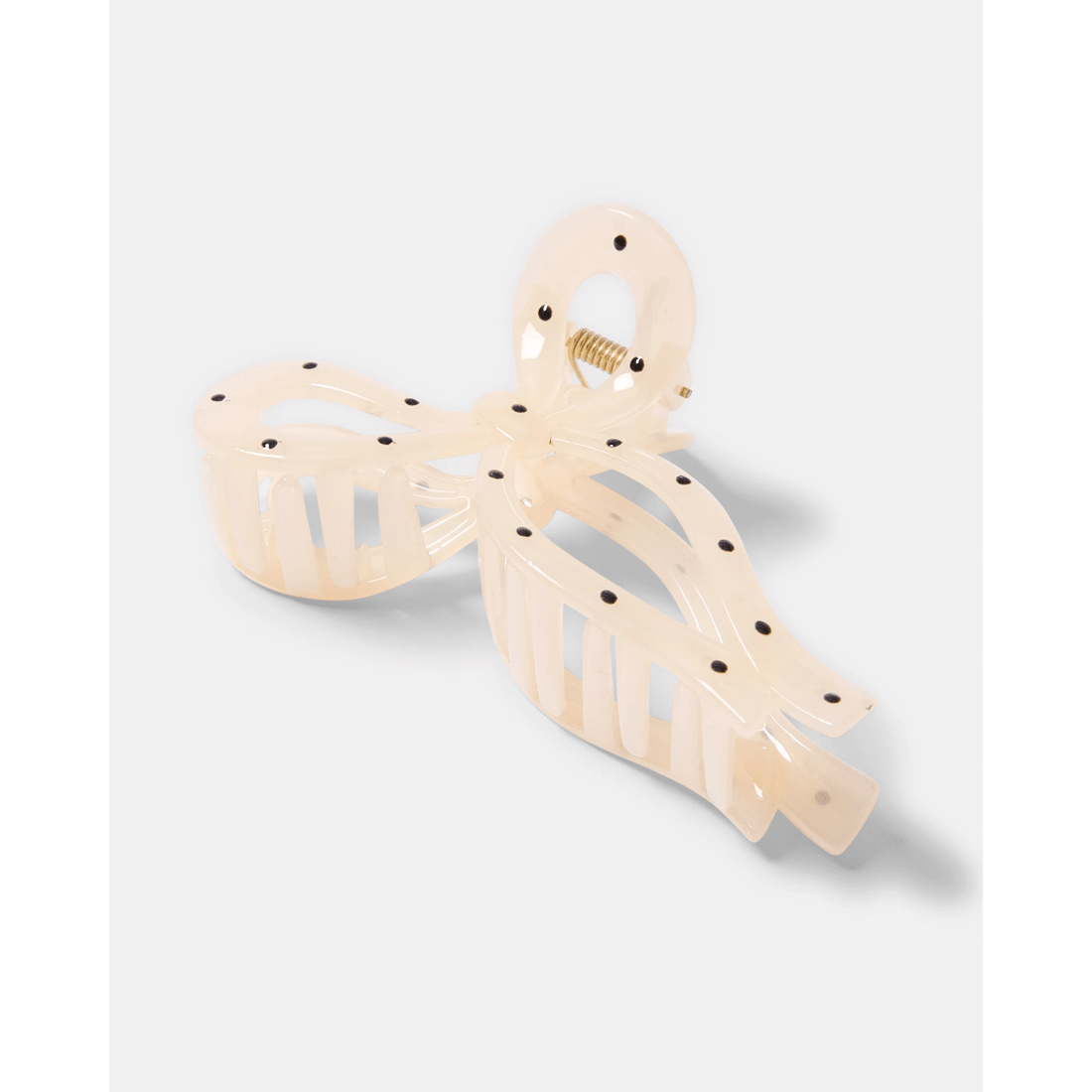 2 Beige Polka Bow Claw Hair Clip, 2 of 4