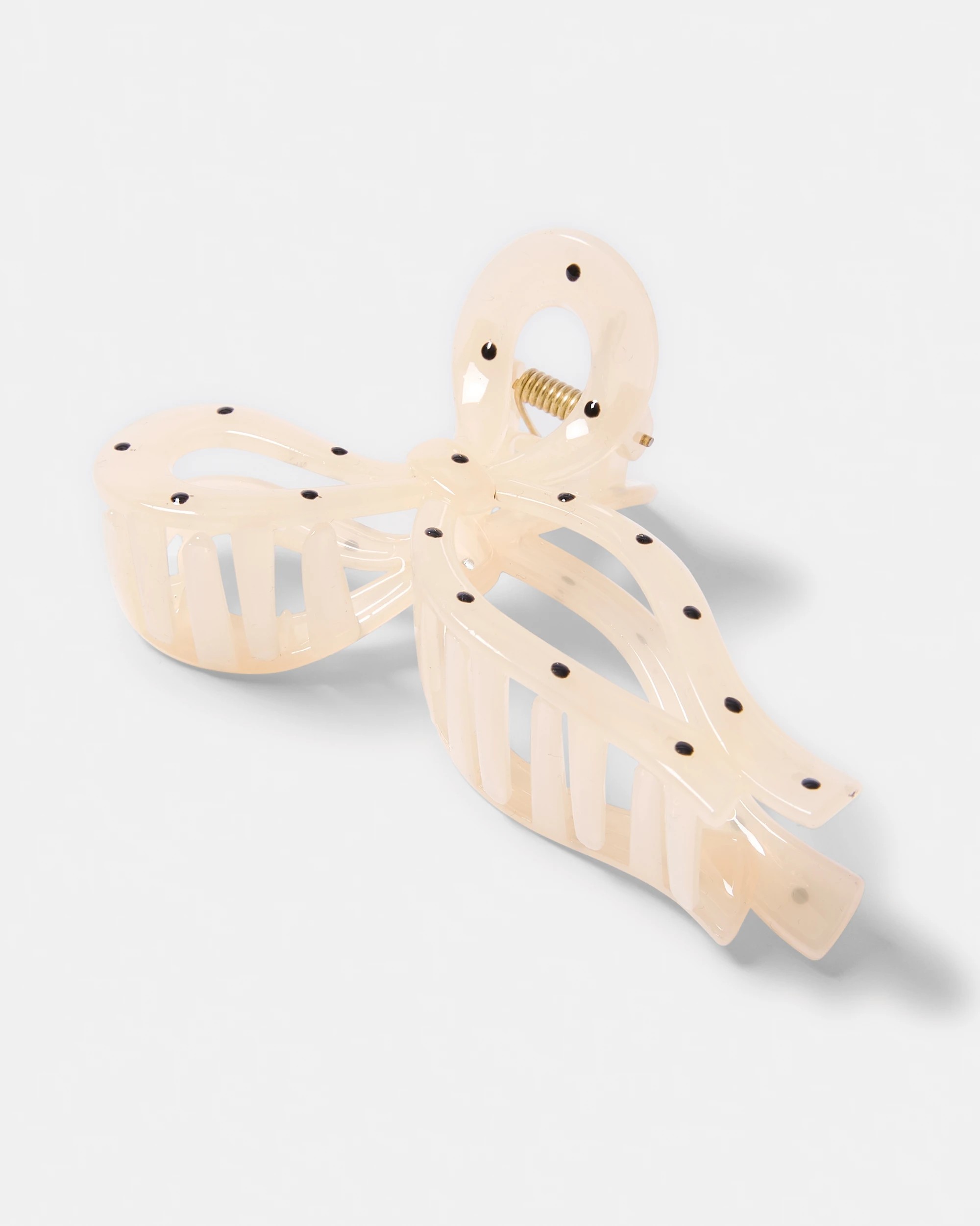 2 Beige Polka Bow Claw Hair Clip, 2 of 4