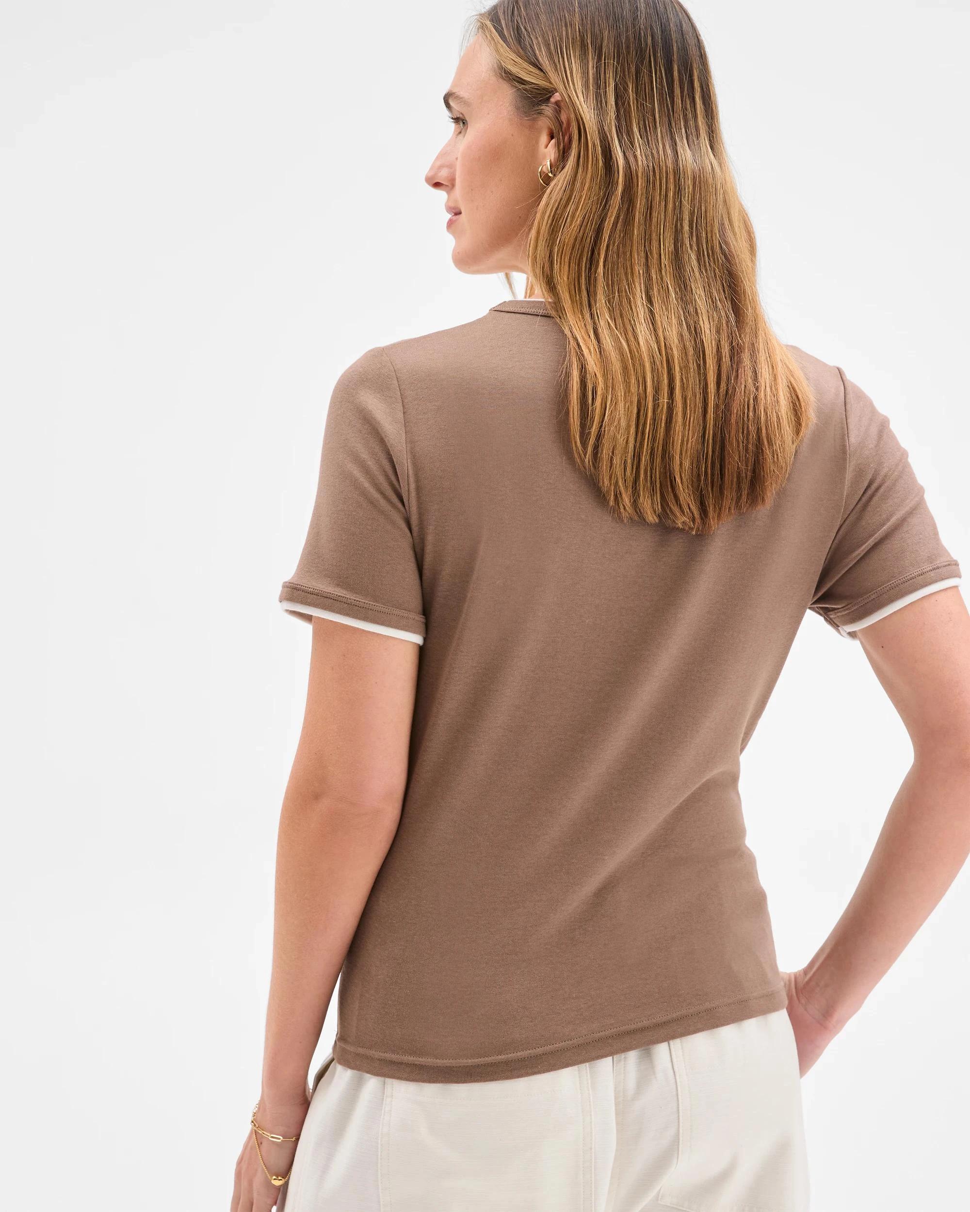 6 Target Australian Cotton Blend Tipped Edge T-Shirt TAUPE, 6 of 6