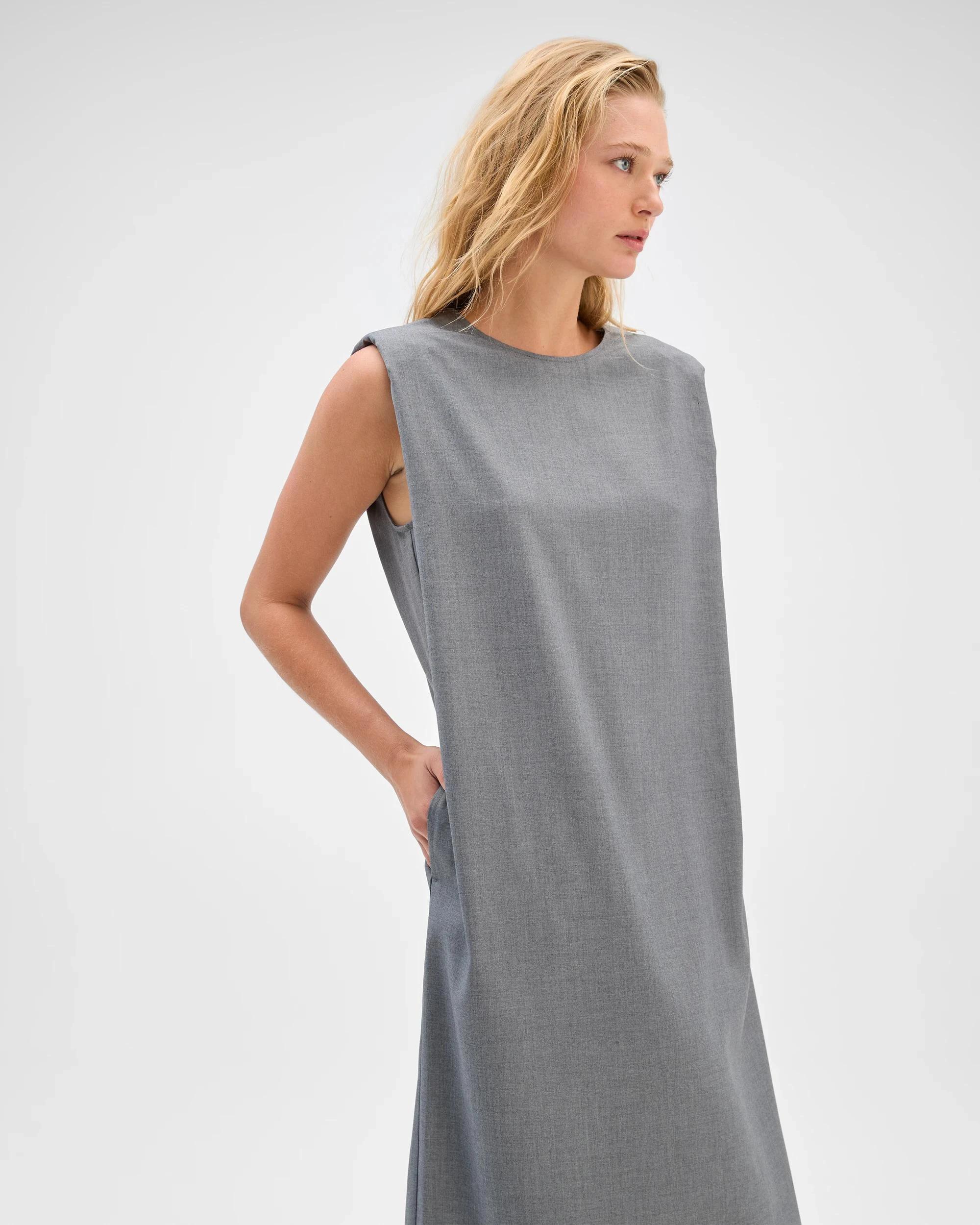 2 Preview Sleeveless Midi Length Column Dress GREY, 2 of 7