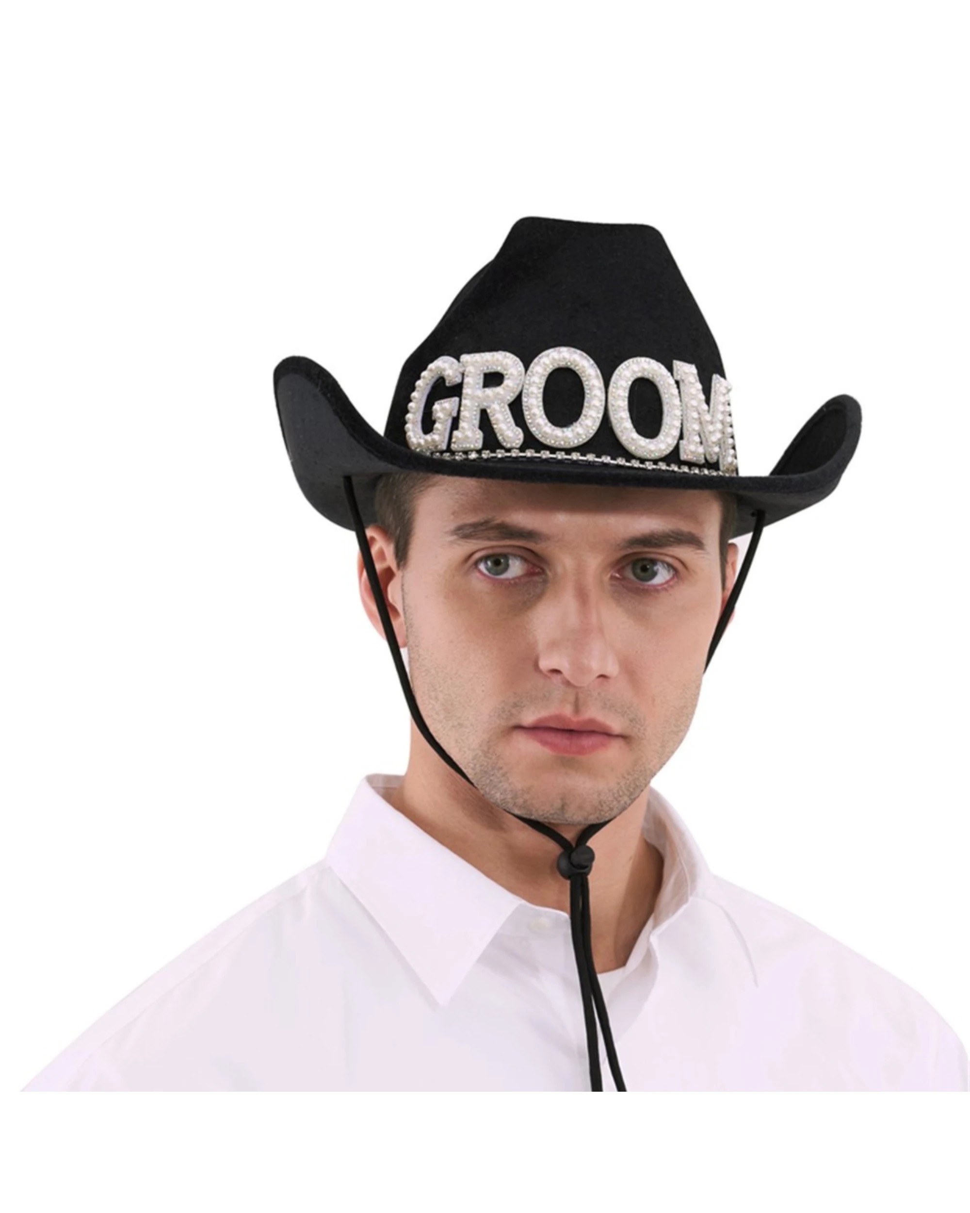 3 Oceana Groom Rhinestone Jewelled Cowboy Hat - Black, 3 of 3