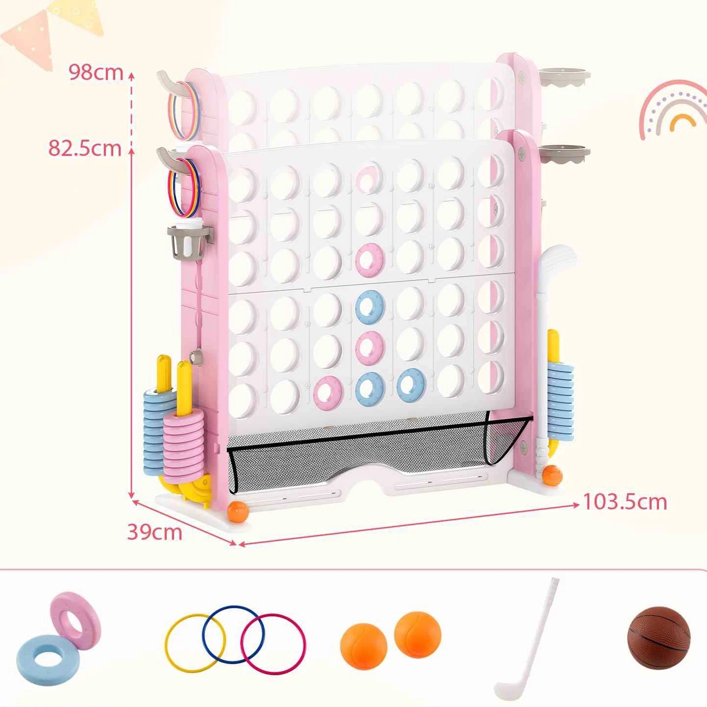2 Costway Giant Connect 4 in a Row Game Set Adjustable Jumbo 4-to-Score - Pink, 2 of 8
