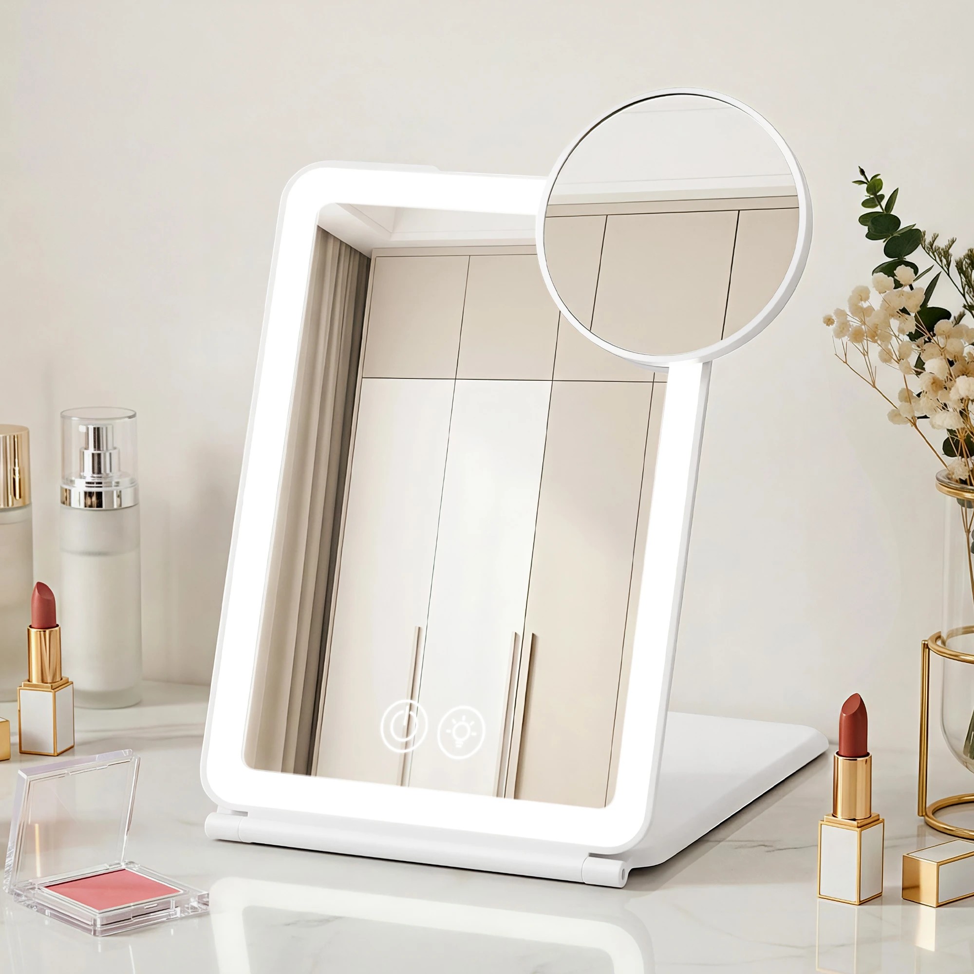 7 Embellir Portable Travel Makeup Mirror Rechargeable Makeup Mirror with Lights 10x Magnifier - White, 7 of 7