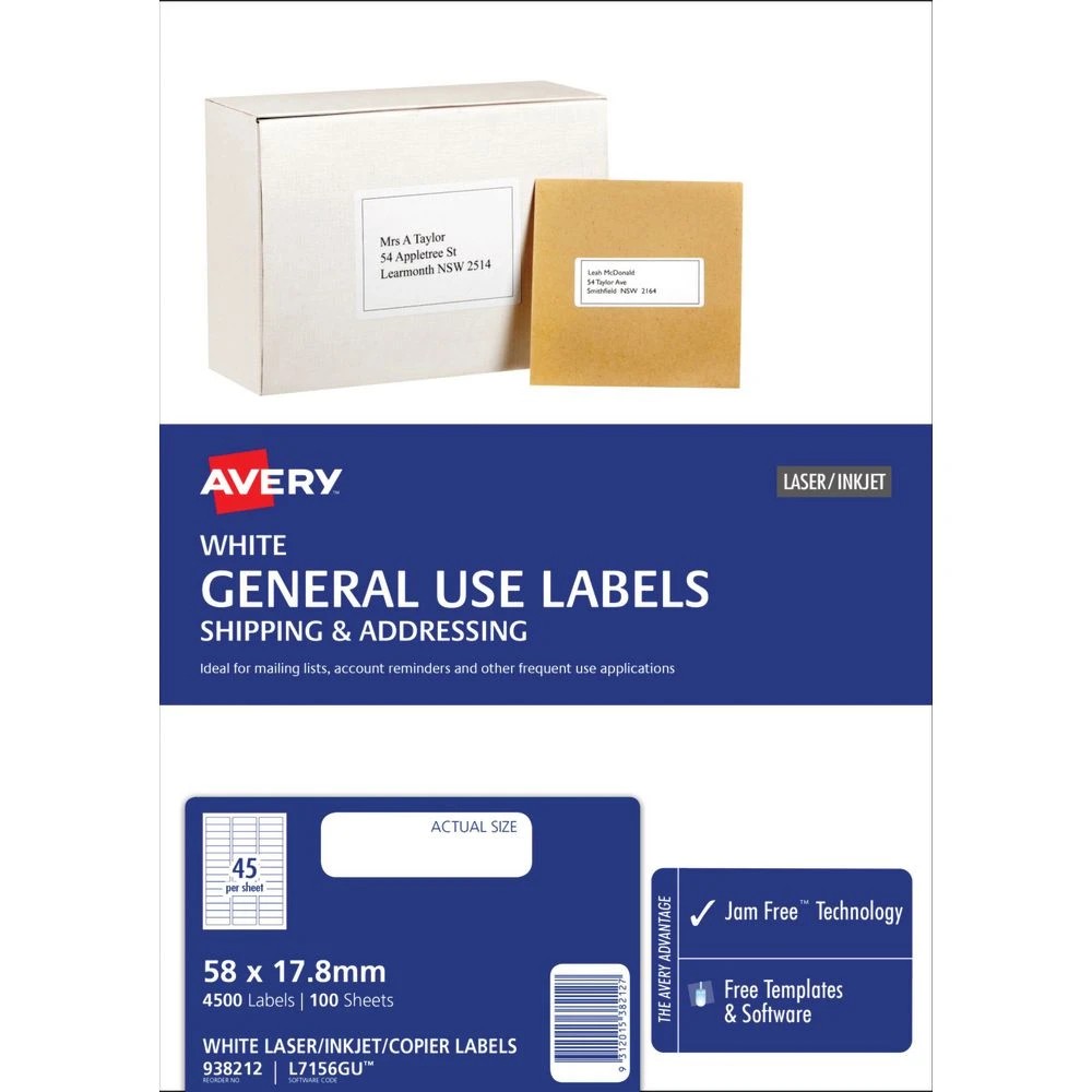 2 Avery 45UP Inkjet Laser General Use Labels White 100 Sheets, 2 of 4