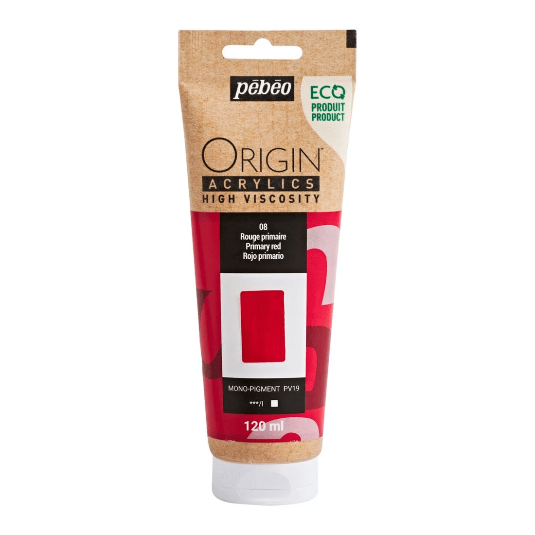 1 Pebeo Origin Acrylic Paint 120mL Primary Red, 1 of 2