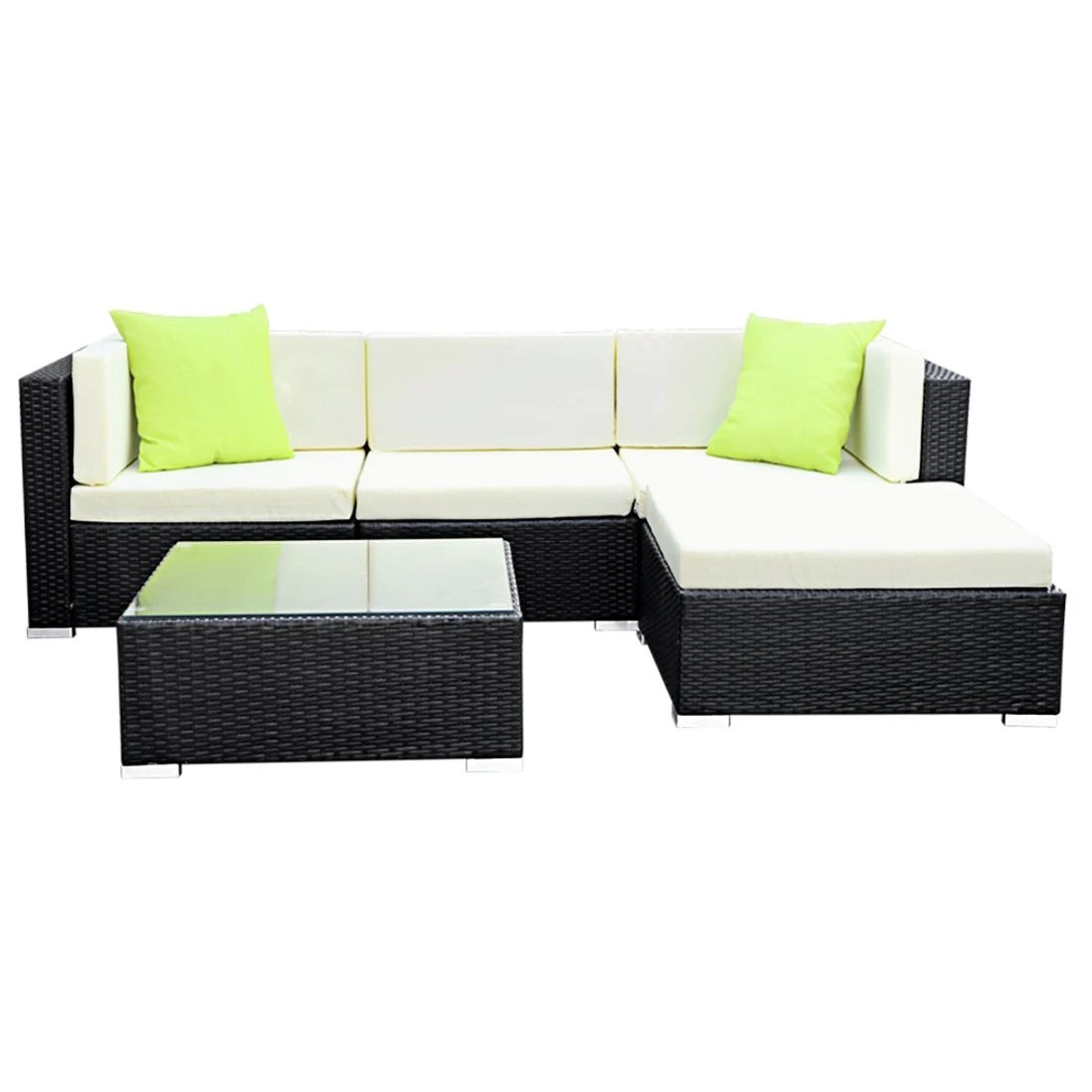3 Gardeon 5-Piece Outdoor Sofa Set Wicker Couch Lounge Setting 4 - Black, 3 of 7