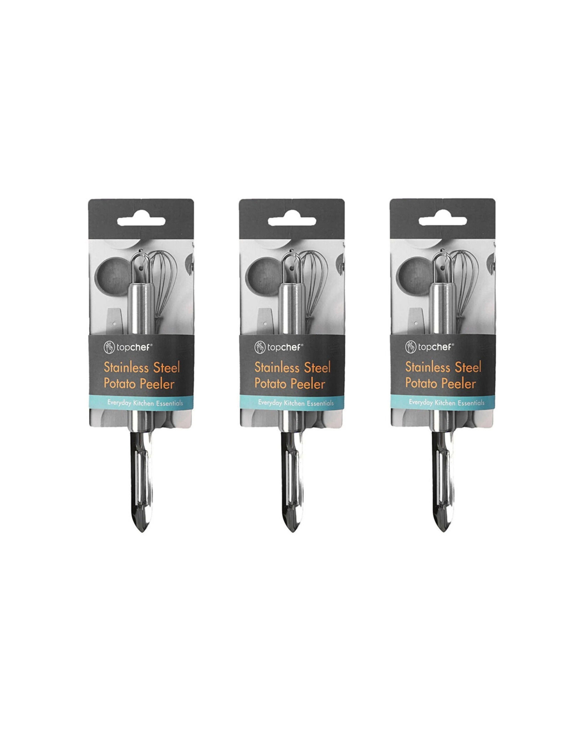 1 Topchef 3PK Stainless Steel Potato Peeler Kitchen Utensil Tool 18.5cm - Silver, 1 of 1