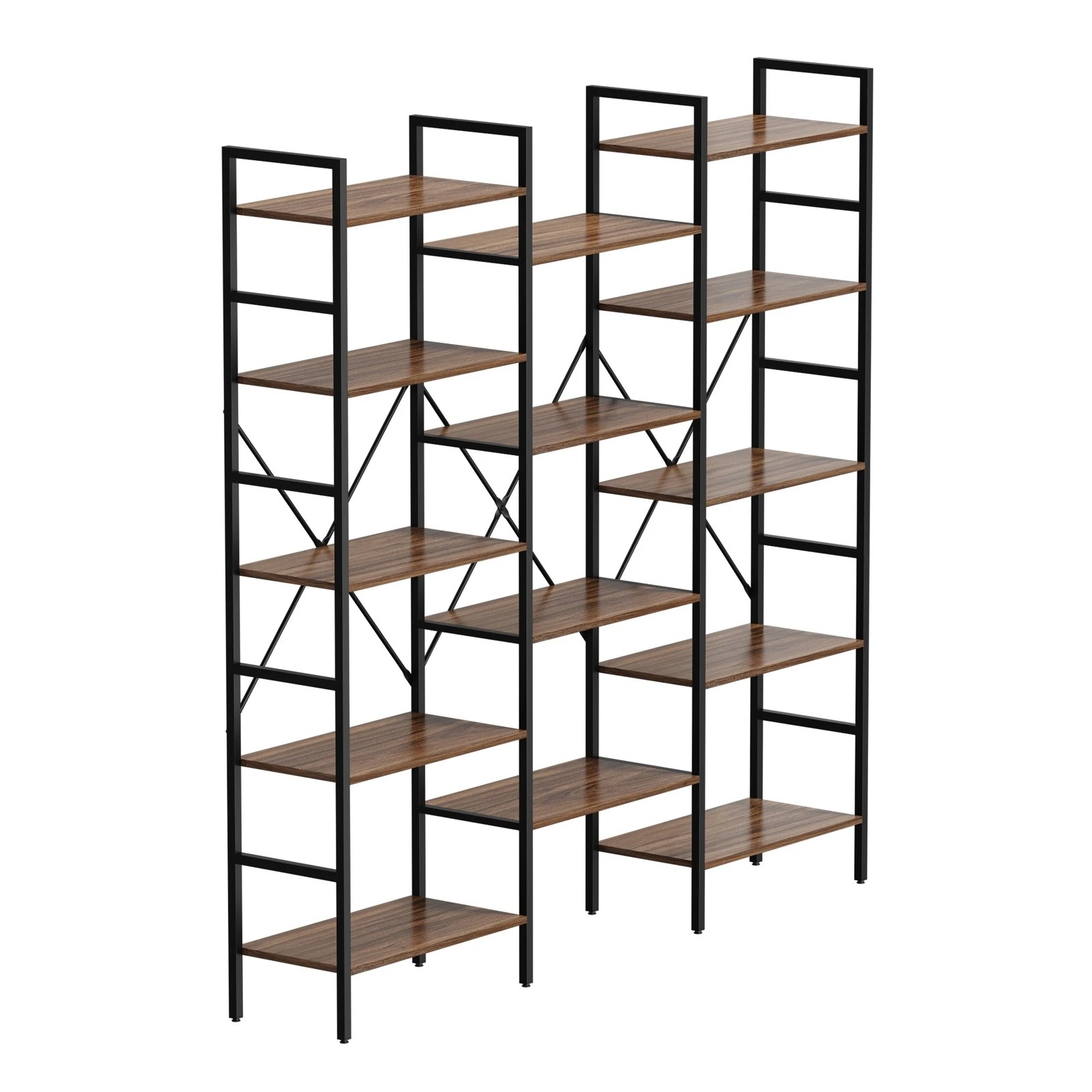 8 Oikiture 14 Tier Display Shelf Stand Bookshelf Metal Storage Industrial 1.76m - Brown, 8 of 9