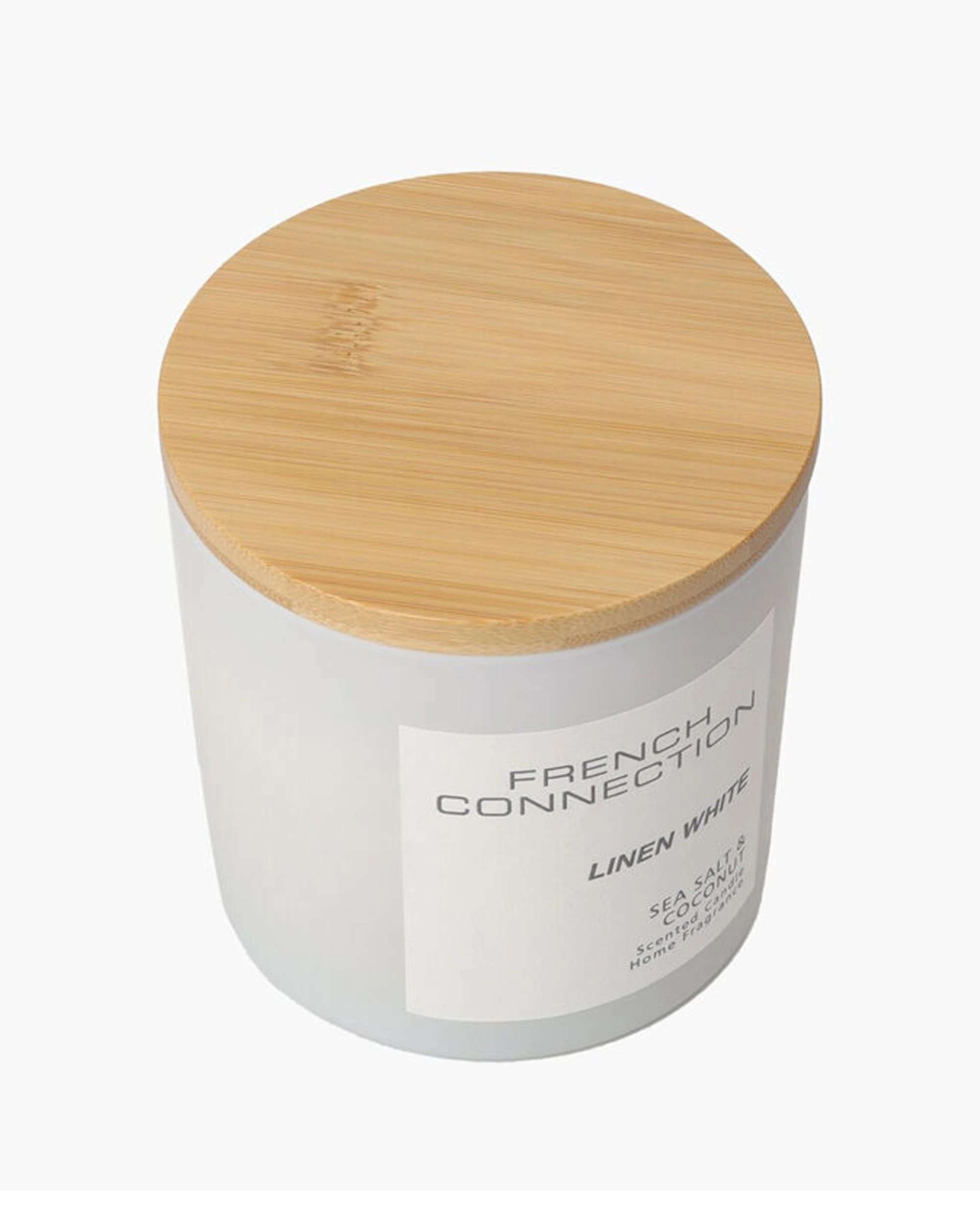 4 French Connection Linen Sea Salt & Coconut 2 Wick Large Candle 322g - White, 4 of 5