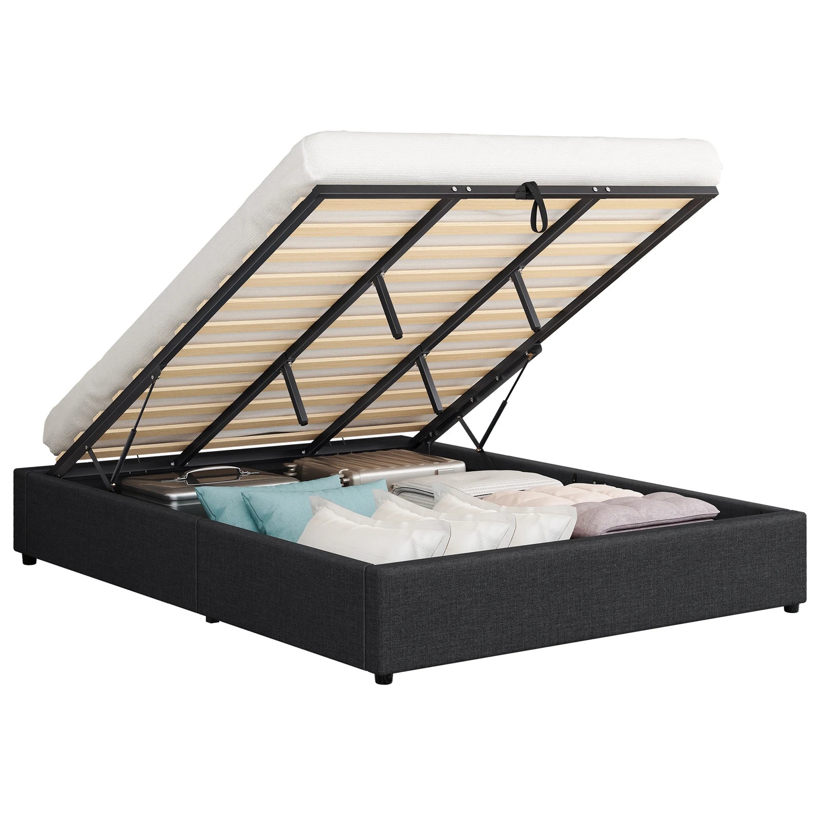 1 Alfordson Bed Frame King Size Gas Lift Storage Mattress Base Barlow - Charcoal, 1 of 10