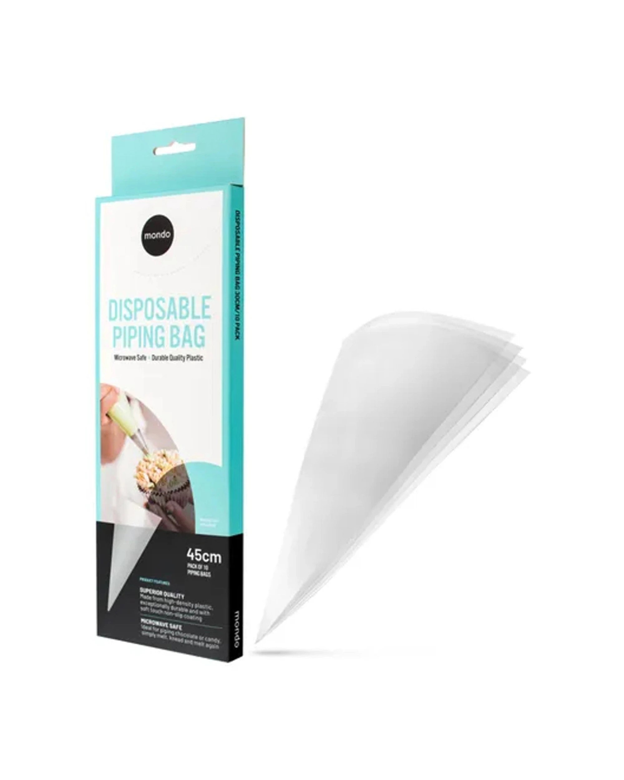 1 Mondo Disposable Piping Bag 10 Pack 45cm Non-Slip Anti-Burst Food-Grade - Clear, 1 of 1