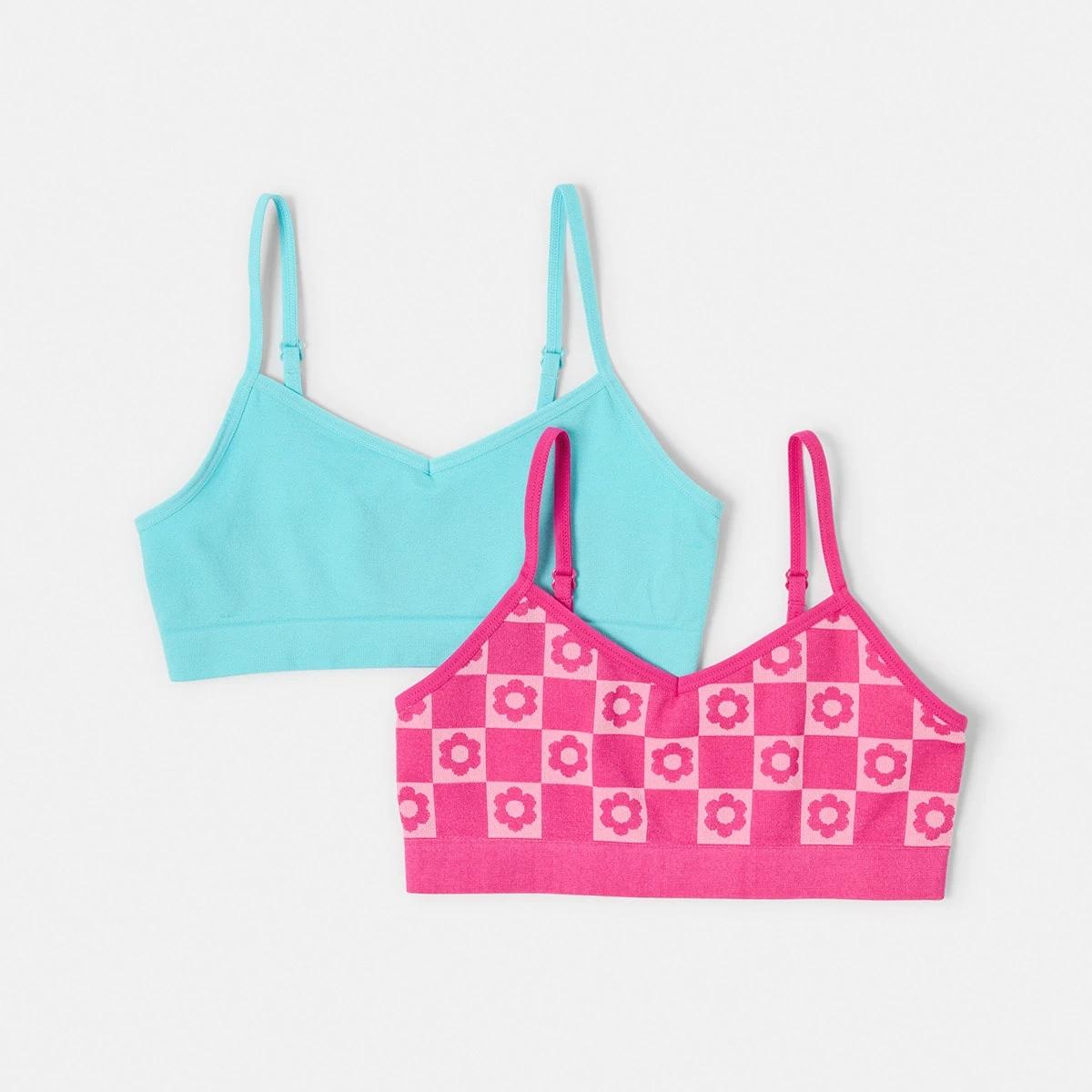 1 2 Pack Jacquard Seamfree Crop Top Daisycheck, 1 of 3