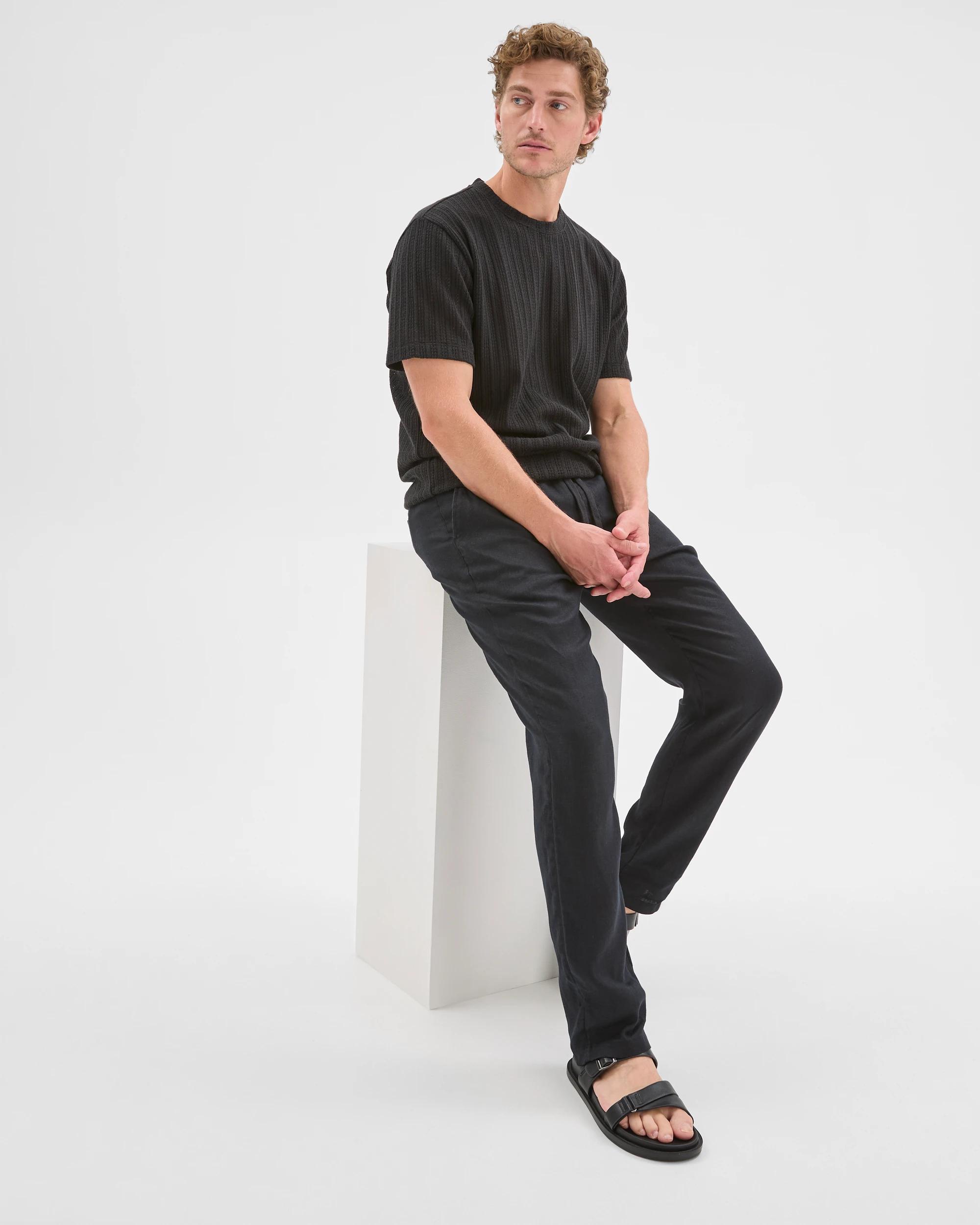 1 Target Man European Linen Full Length Pants BLACK, 1 of 6