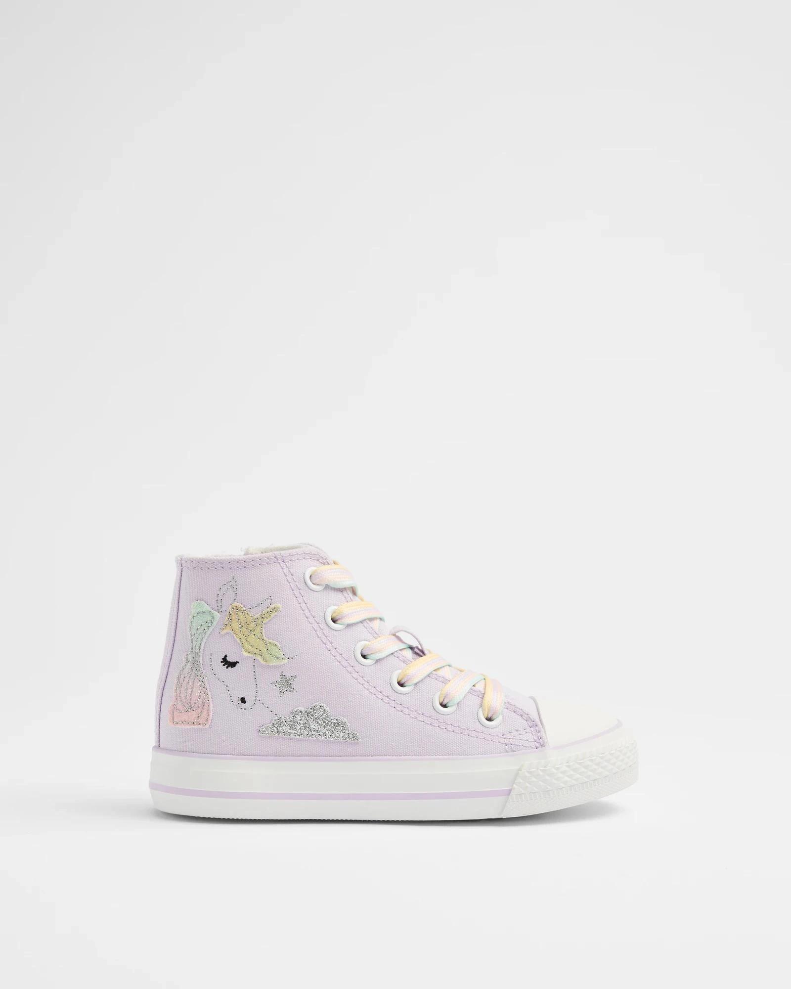 1 Target Kids Girls Junior Unicorn Hightop Sneaker - Sunday LILAC UNICORN, 1 of 2