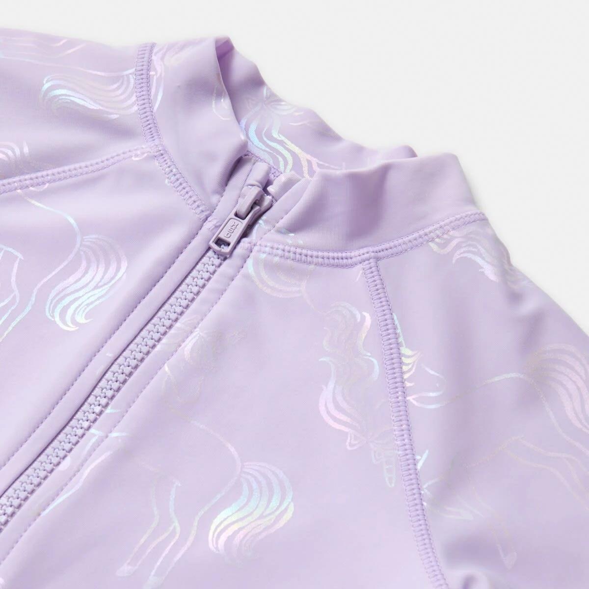 7 Long Sleeve One Piece Swimsuit UNICORN SHIMMER PASTEL LILAC, 7 of 8
