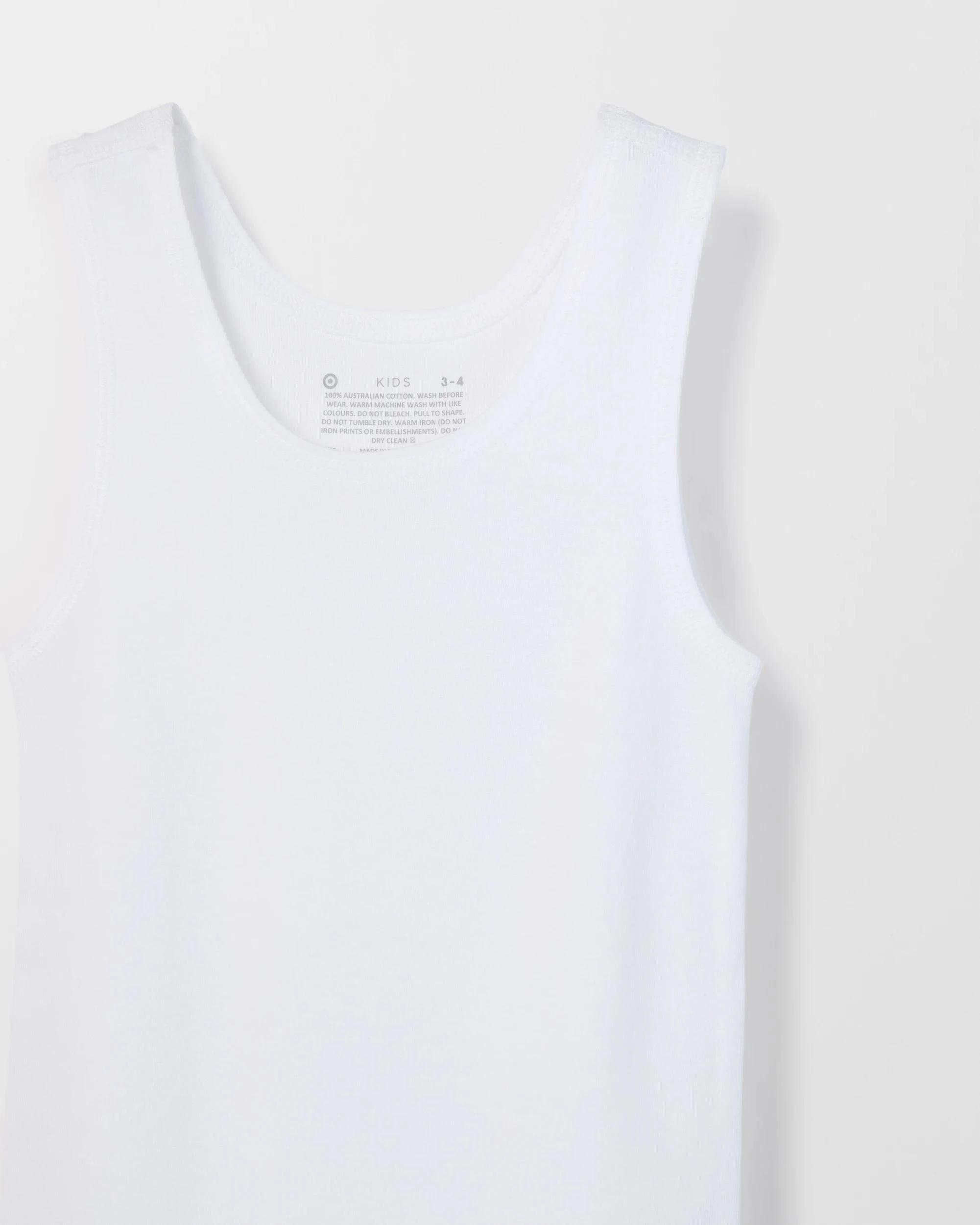 2 Target Kids Australian Cotton 3 Pack Younger Boys Vest WHITE, 2 of 3