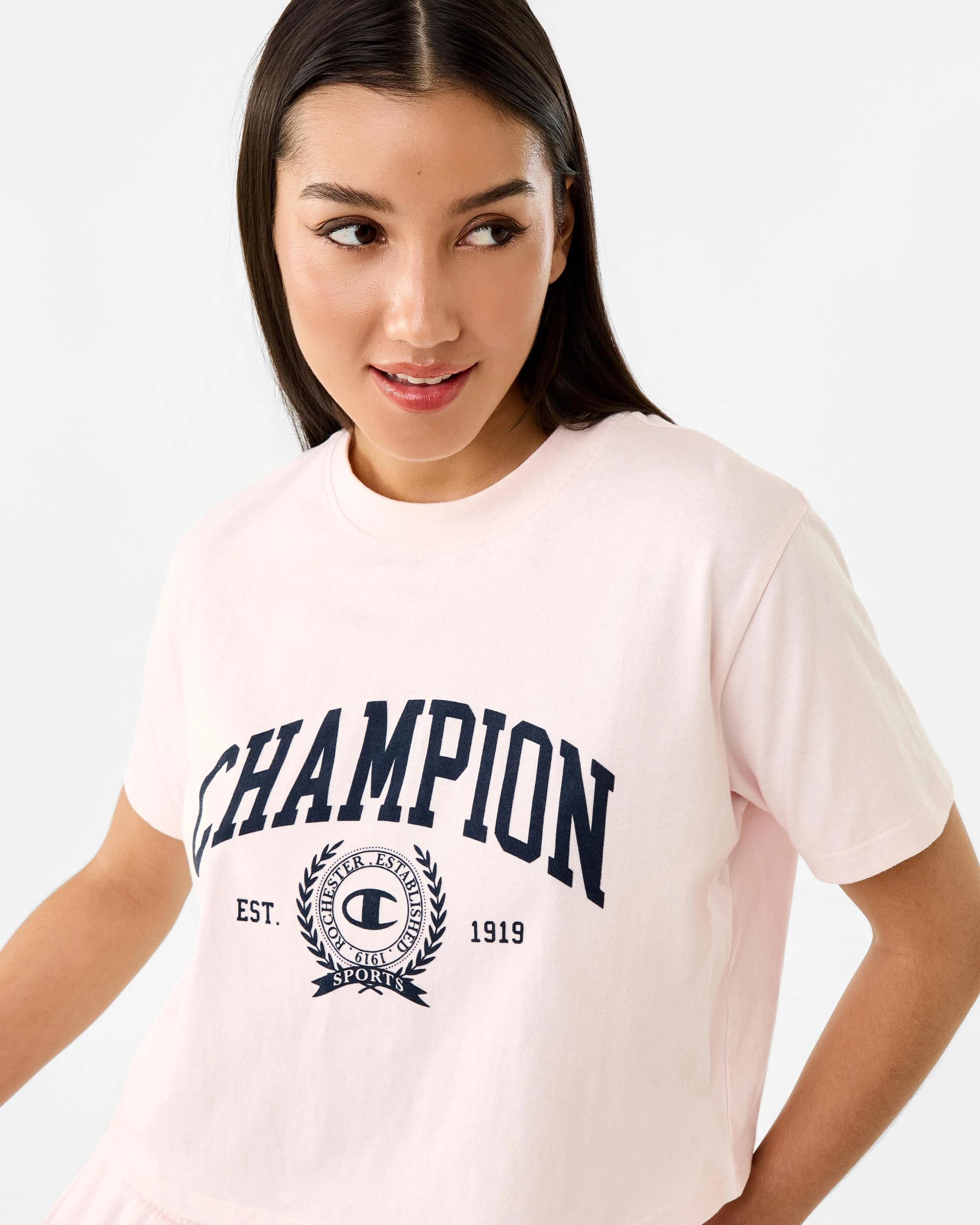 5 Champion Varsity Womens Crop T-shirt Pale Mauve, 5 of 8