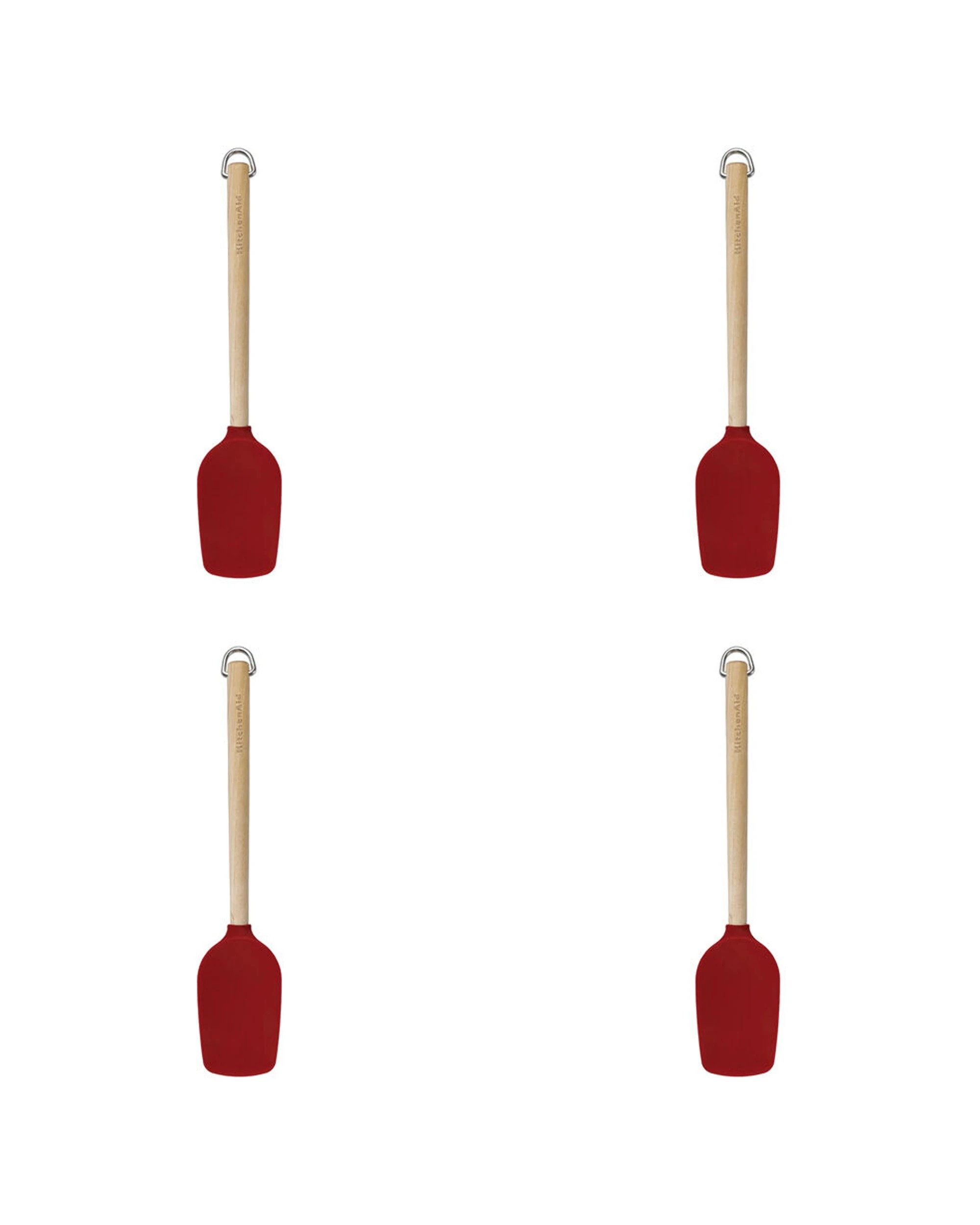1 KitchenAid Birchwood Handle Spoon Spatula 4PK Silicone Head Kitchen Utensil - Red, 1 of 6