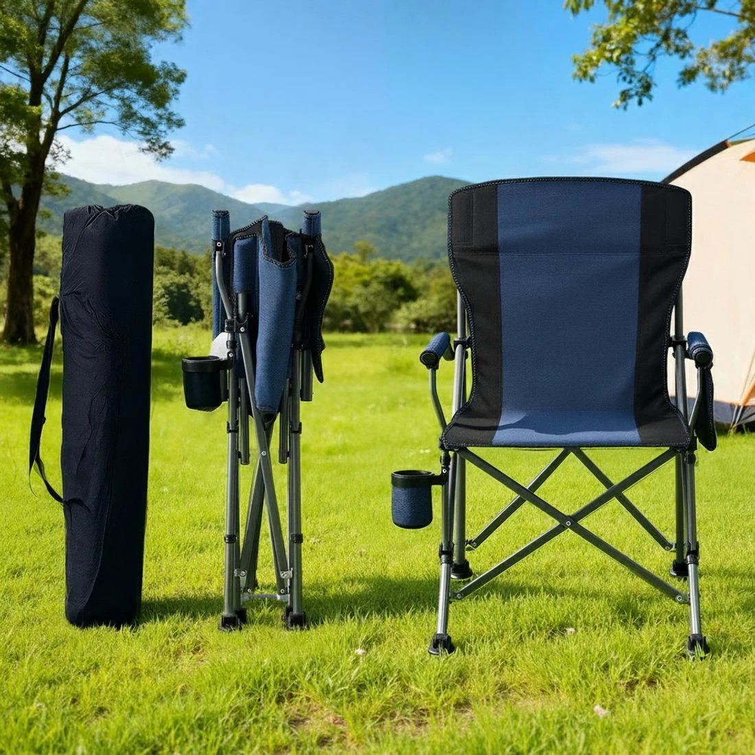 4 Weisshorn Camping Chair Folding Outdoor Portable Seat Lightweight Beach Picnic Fishing Capacity 120KG - Multi, 4 of 7