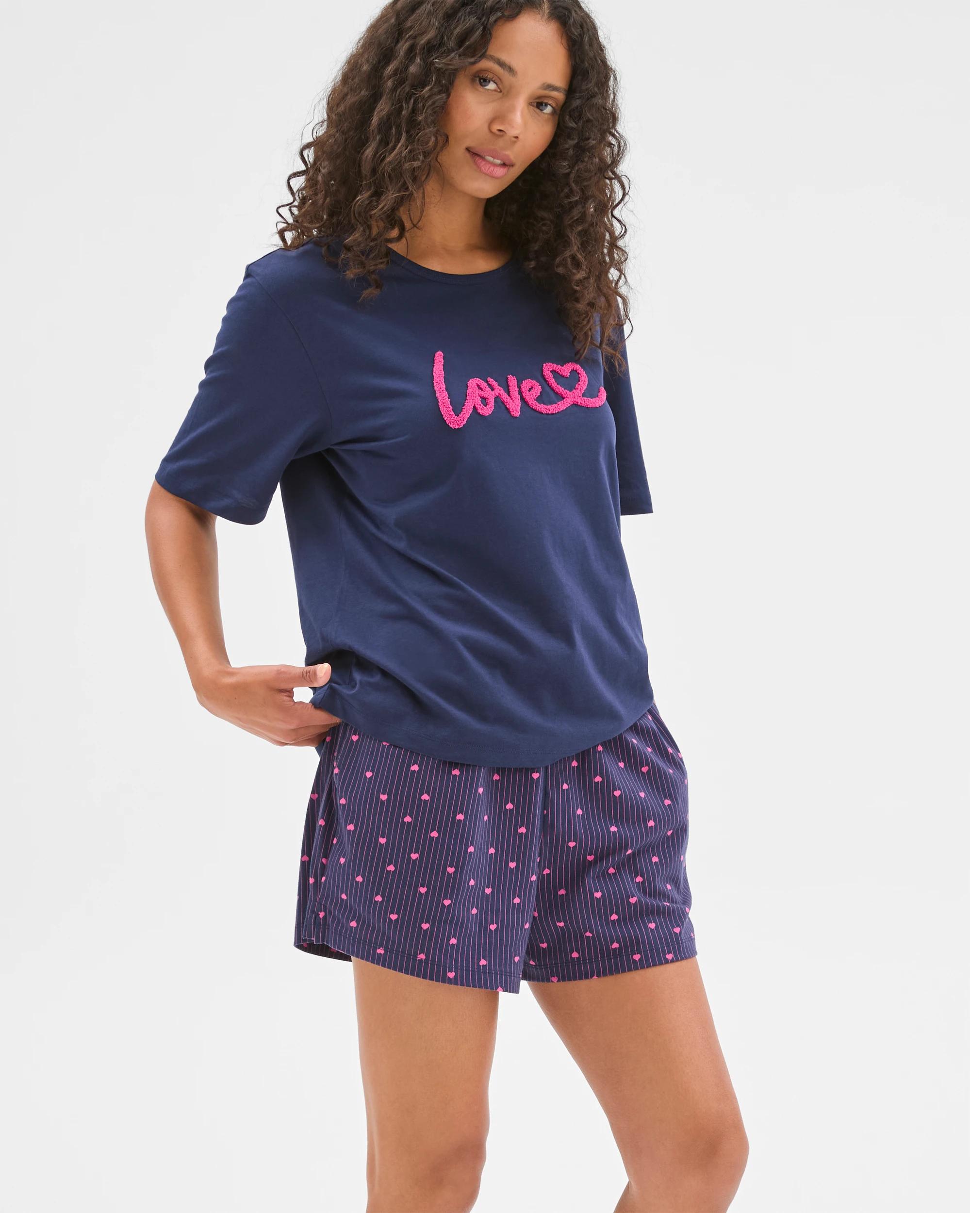 1 Target Woman Australian Cotton Sleep Shorts NAVY HEART, 1 of 6